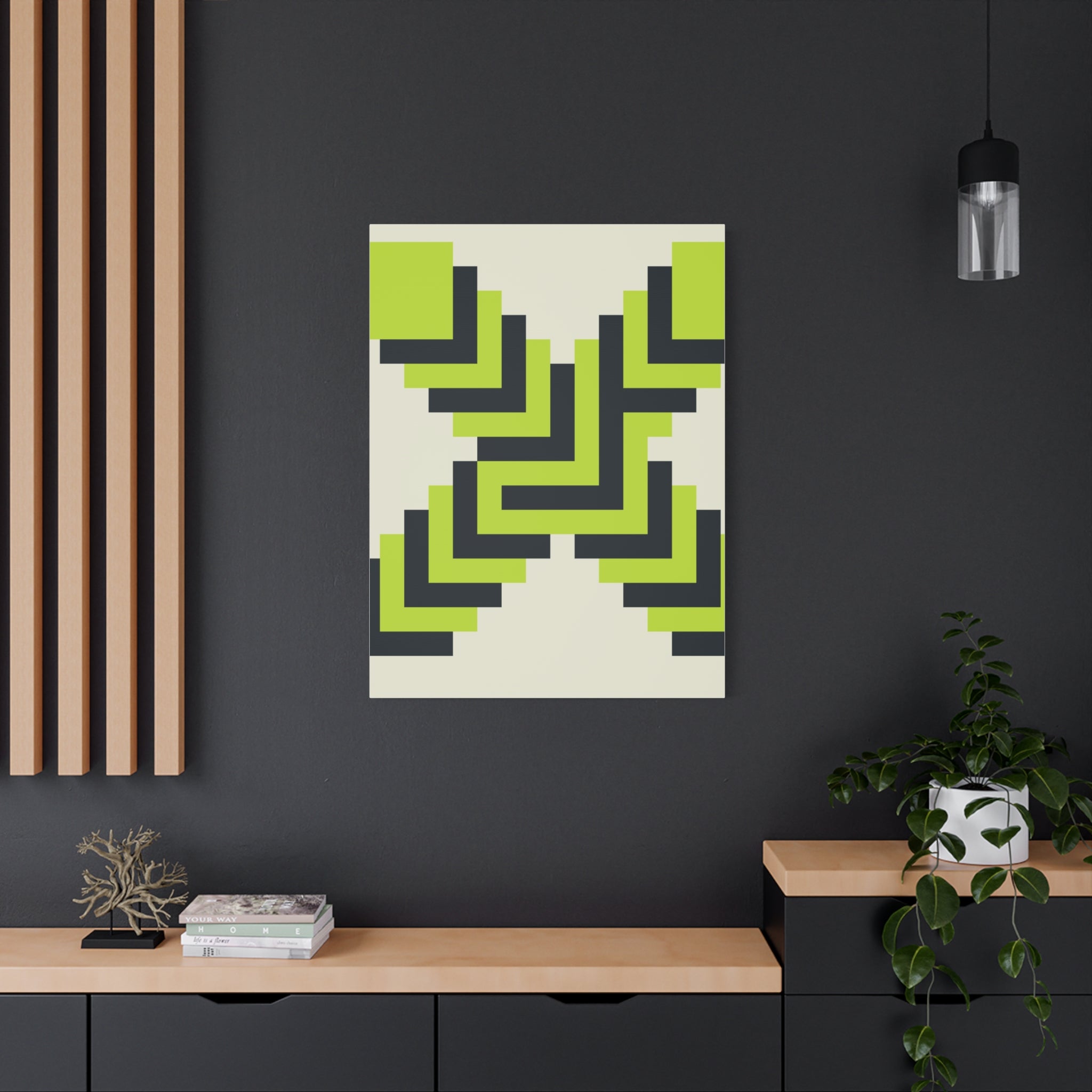 Geometric X Canvas Art - Teal & Lime