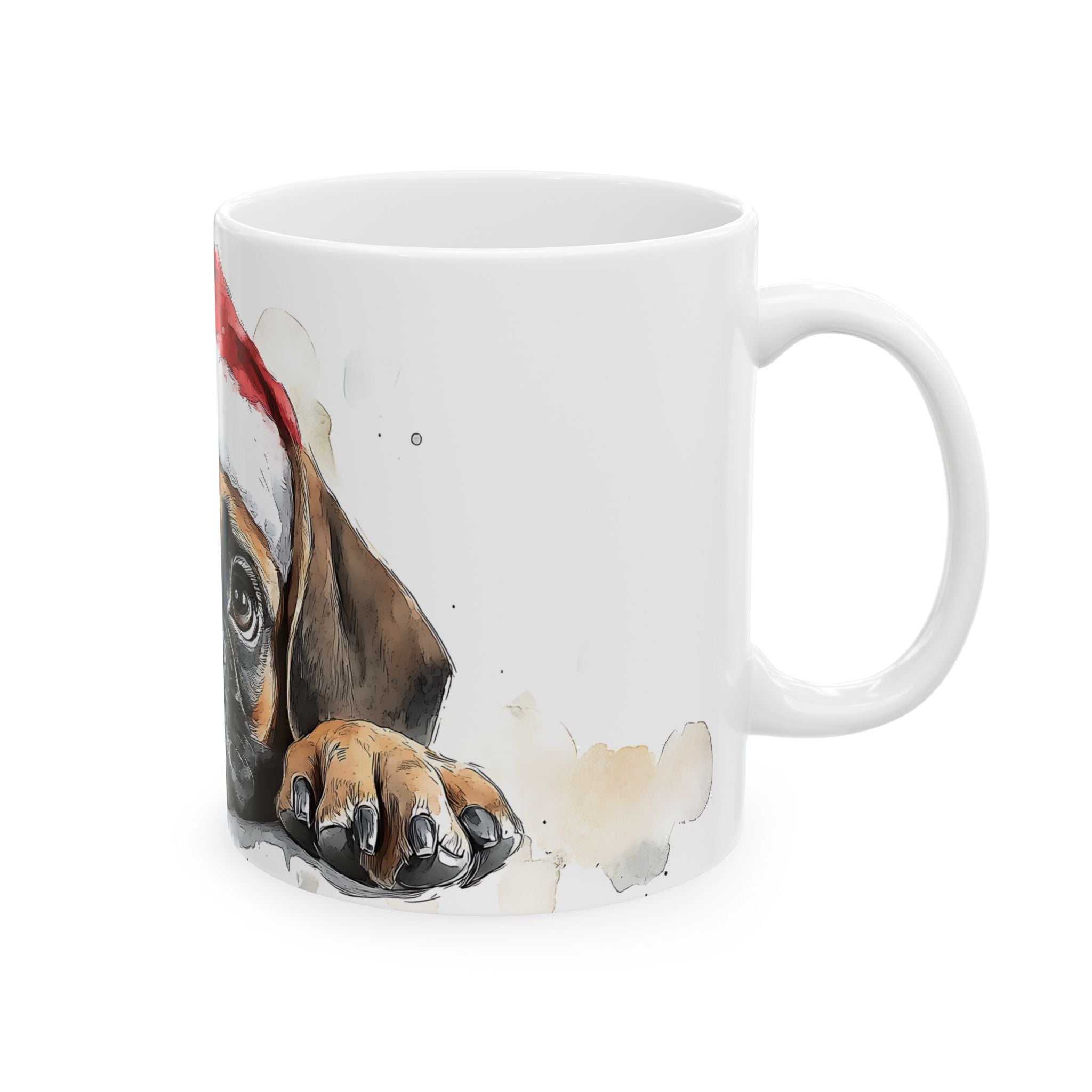 Boxer Puppy Santa Mug - Watercolor Art