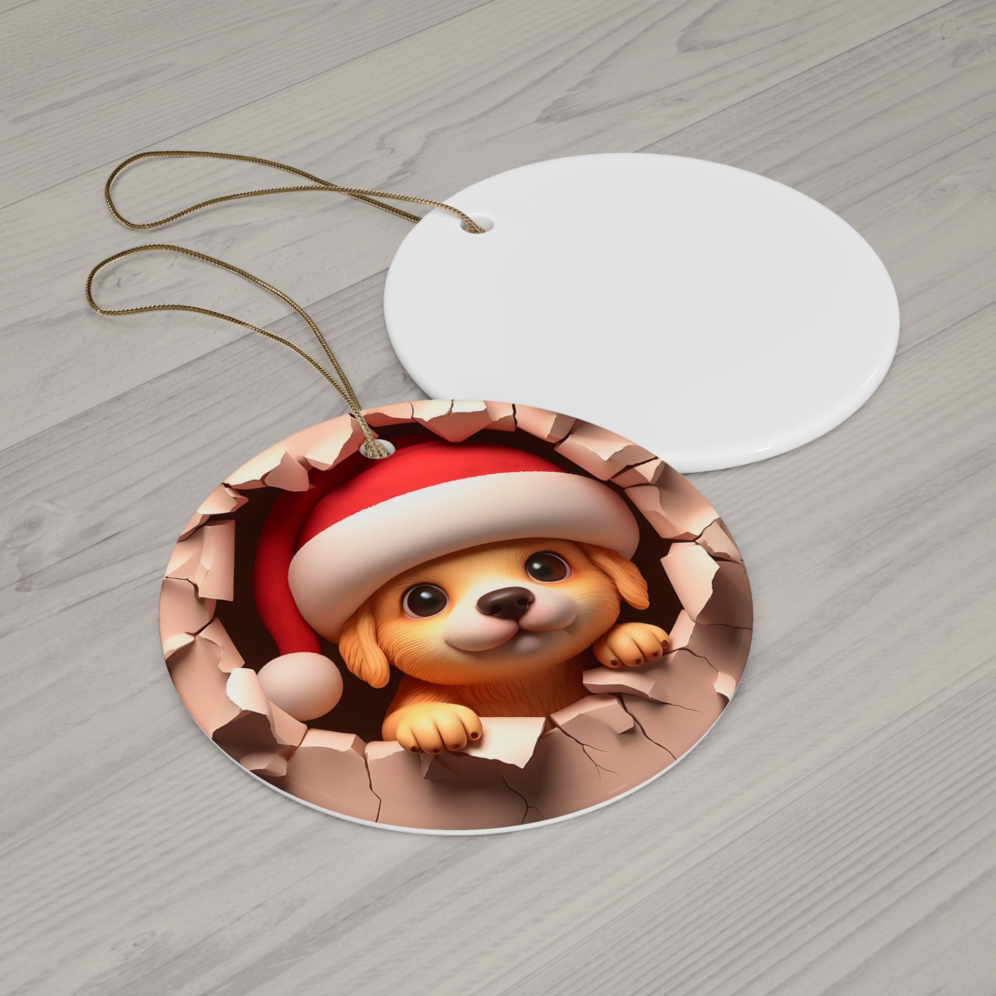 Santa Golden Retriever Puppy Ornament