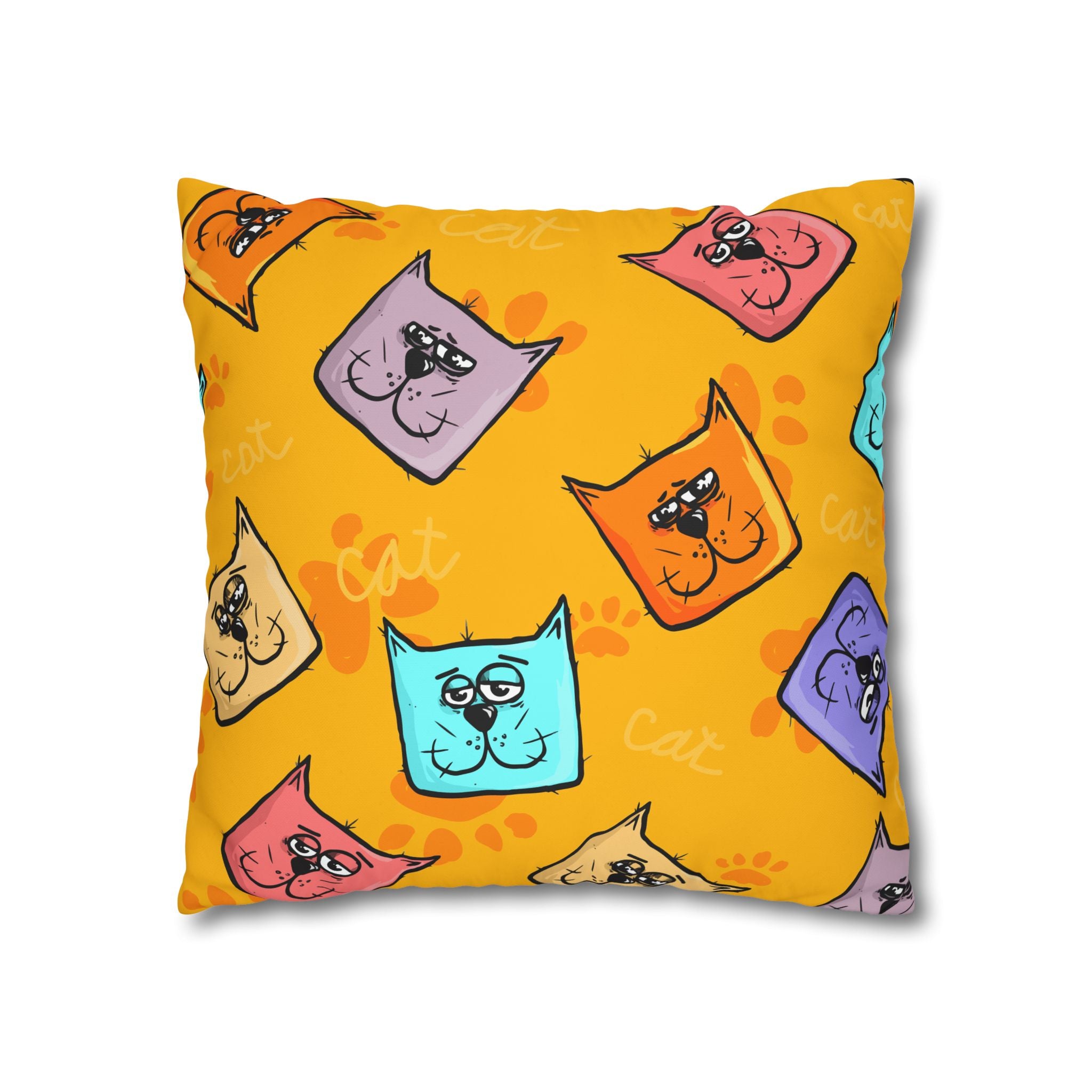 Pastel Cat Pillowcase - Gold Paw Print