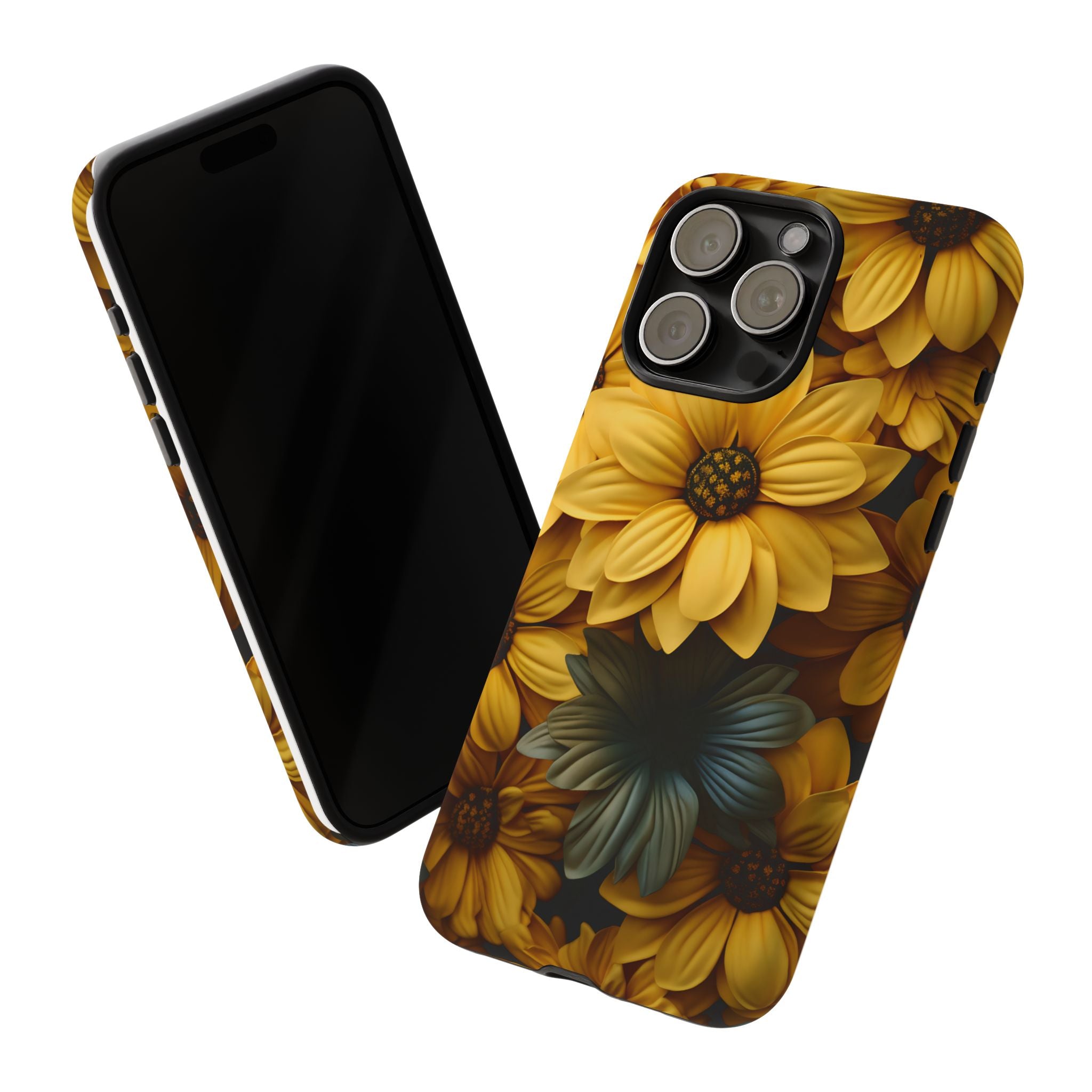 Golden Bloom Hexagon iPhone Case - Rugged Texture