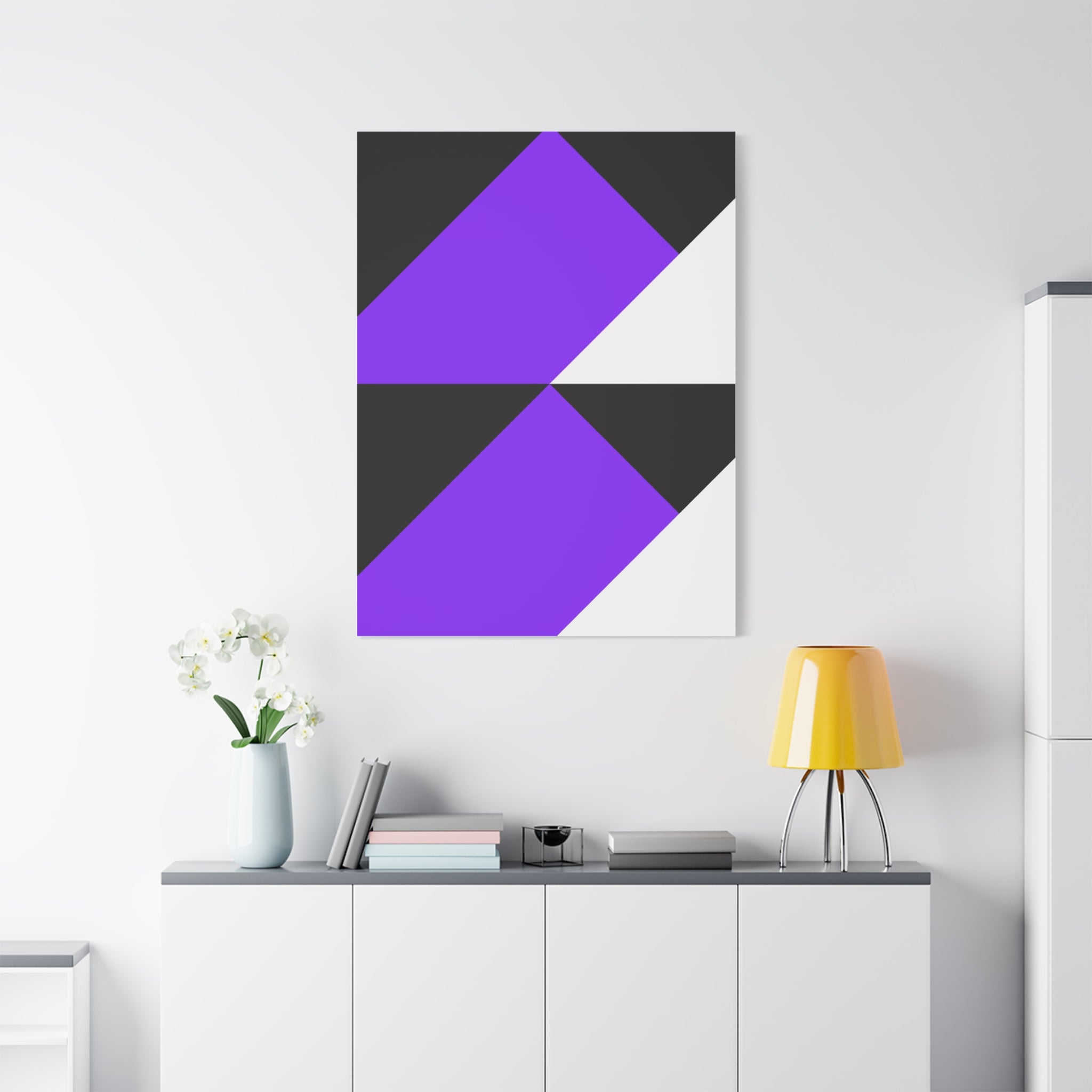 Geometric Purple Triangle Canvas Art