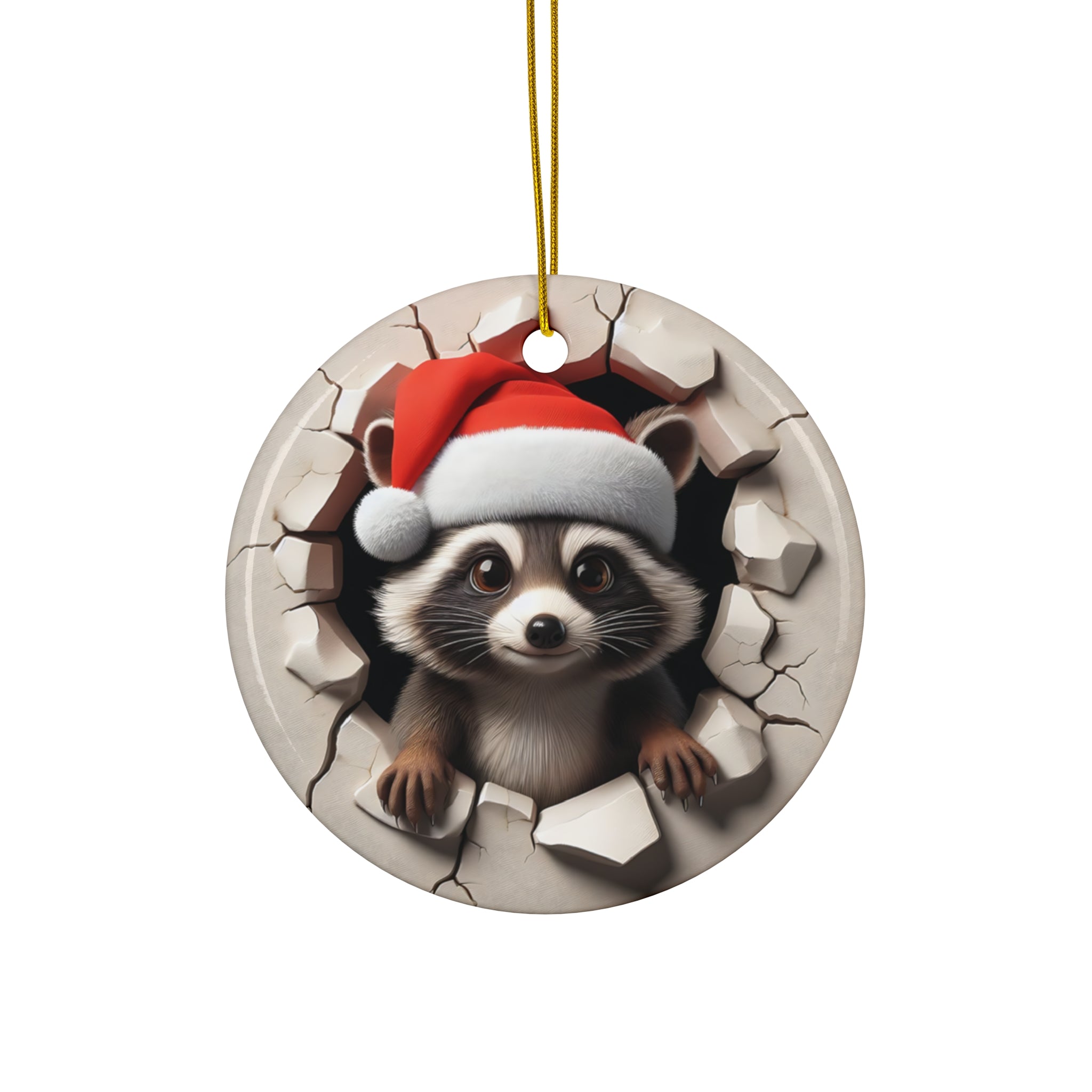 Santa Raccoon Christmas Ornament