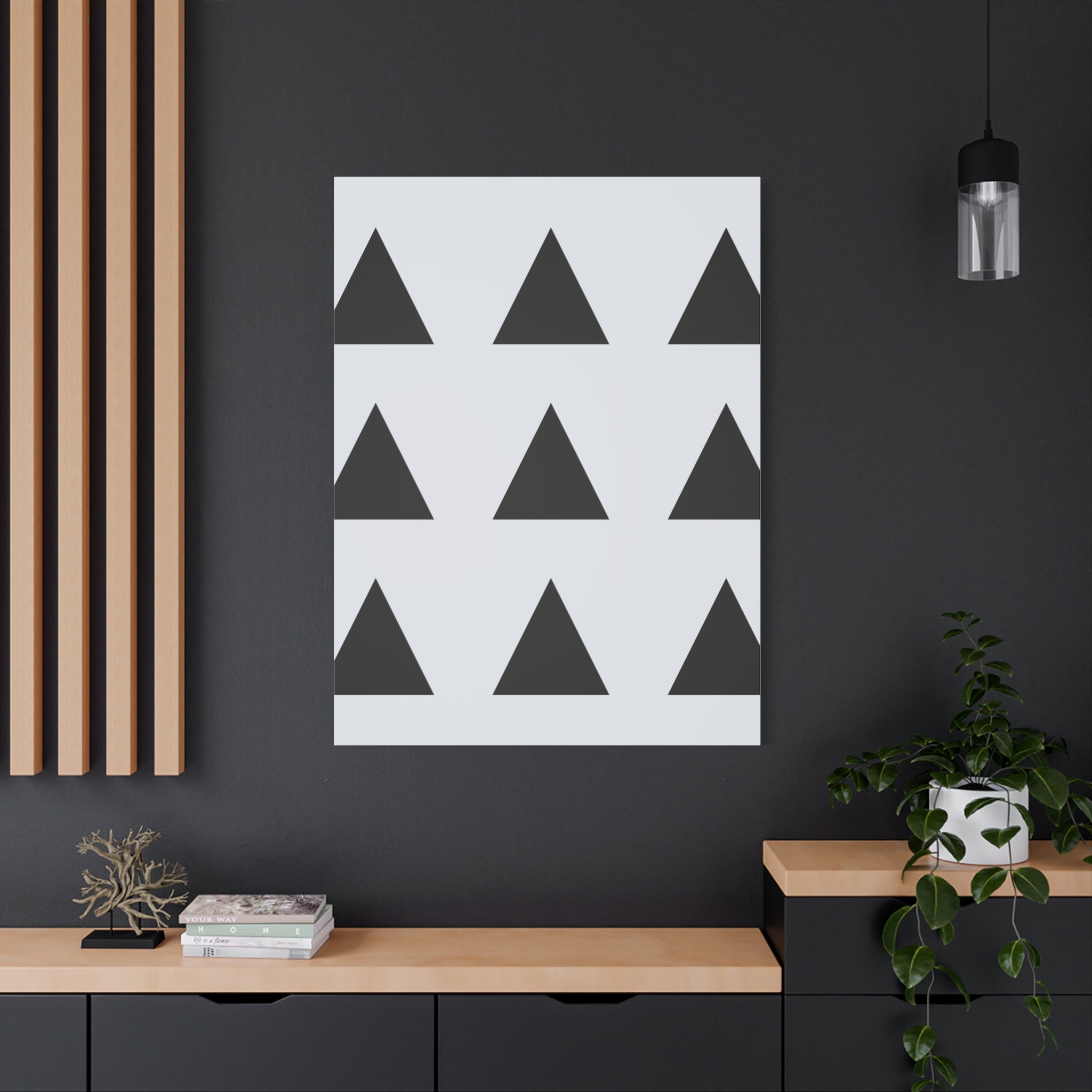 Geometric Black Triangle Canvas Art