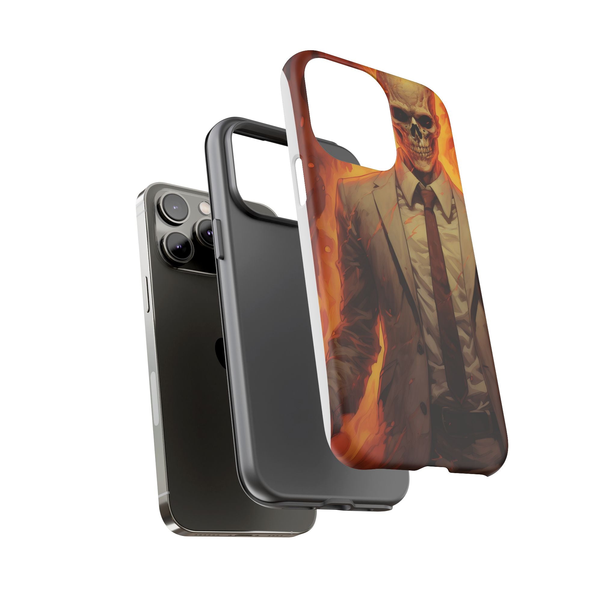 Fiery Skull Man Hexagon Stone iPhone Case