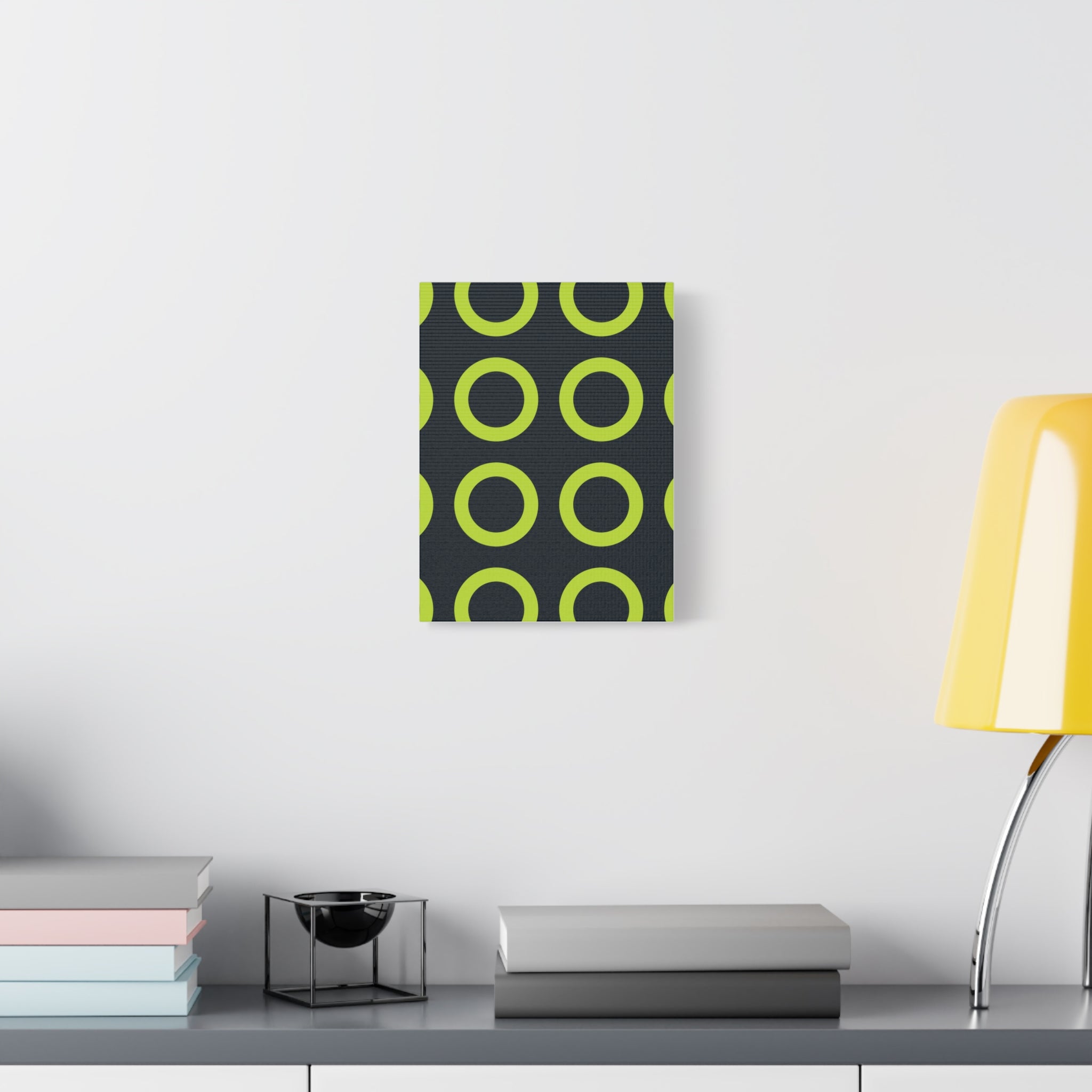 Lime Green Circle Canvas Art - Teal