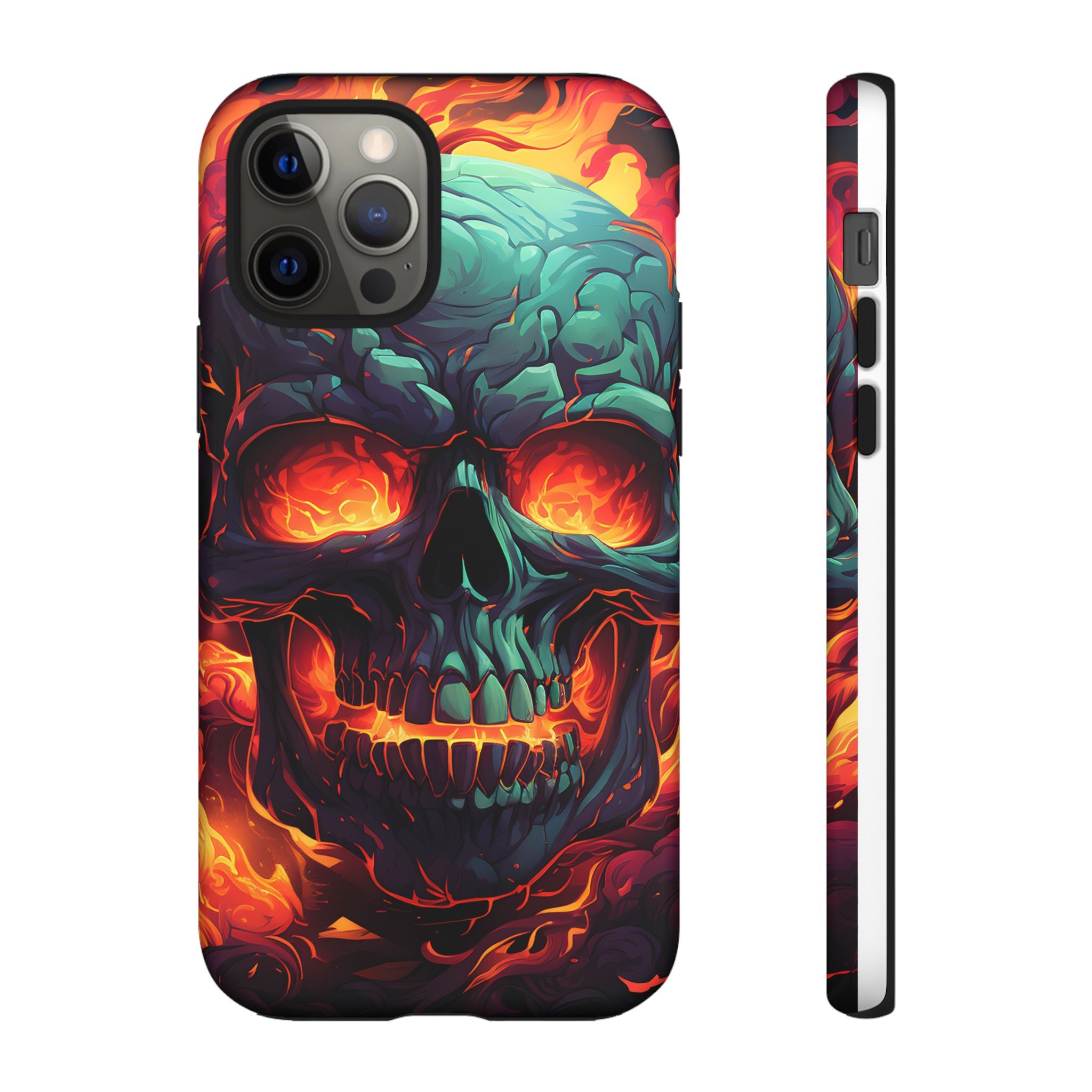 Fiery Skull Hexagon iPhone Case - Rugged