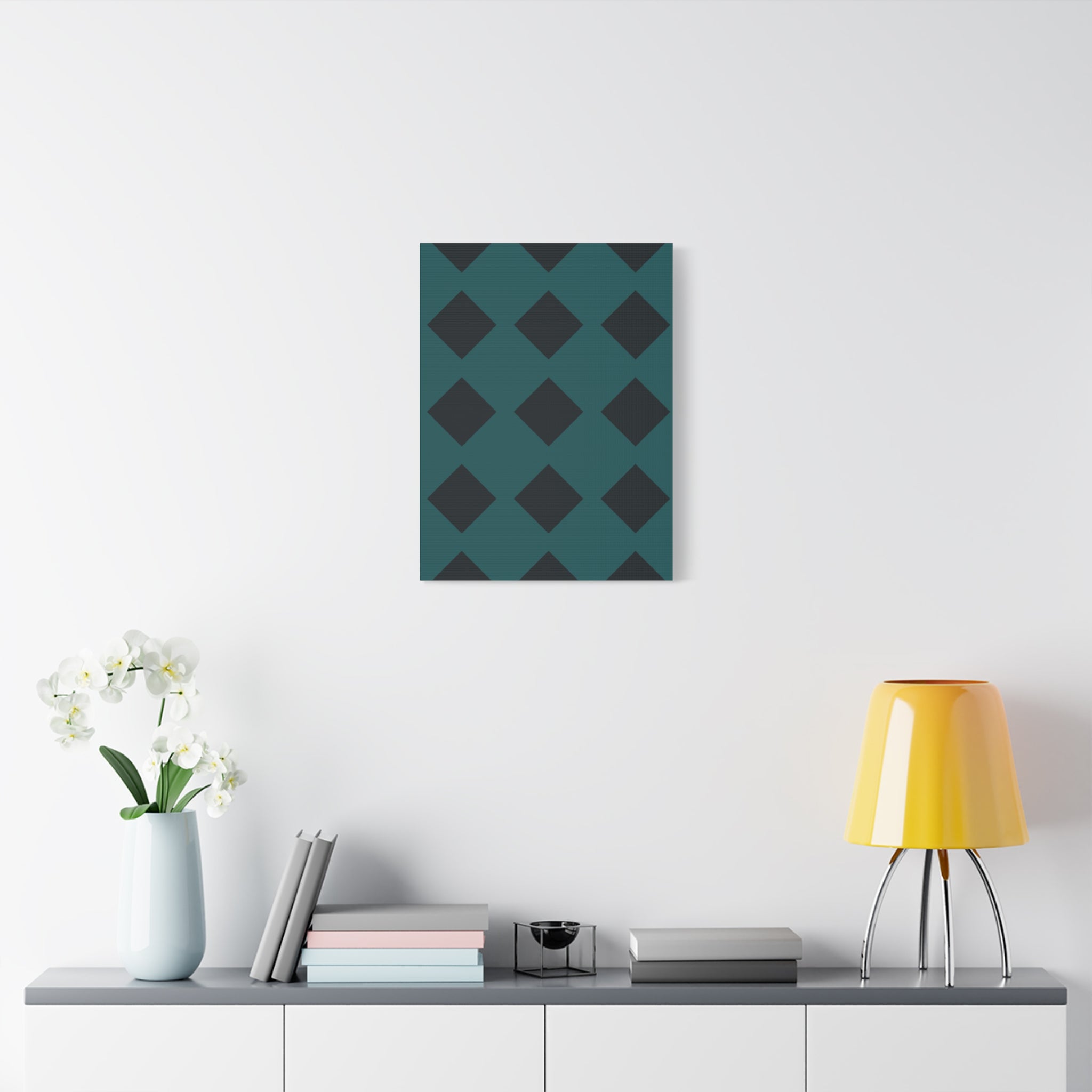 Teal Geometric Diamond Canvas Art