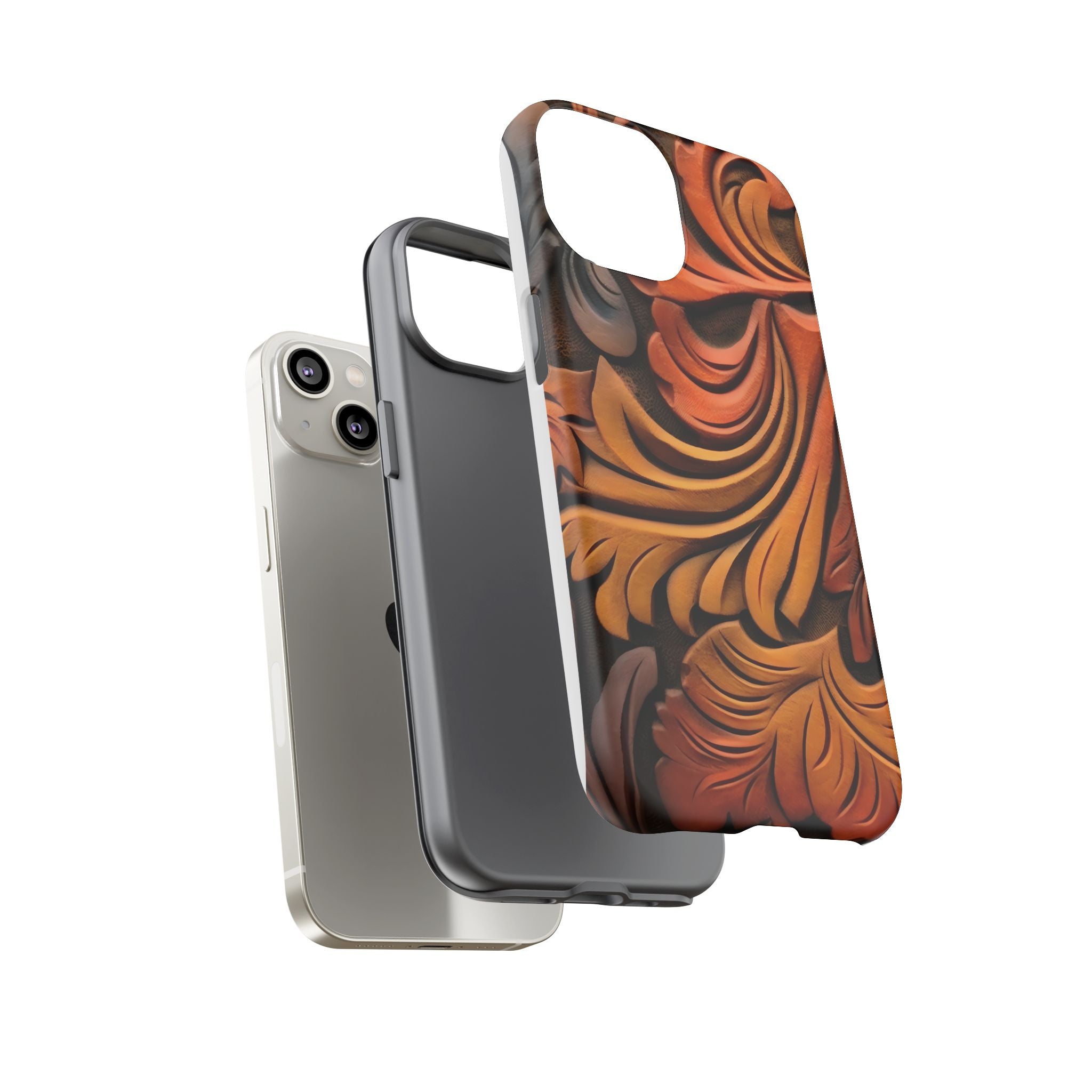 Art Nouveau Leather iPhone Case - Hexagon Stone