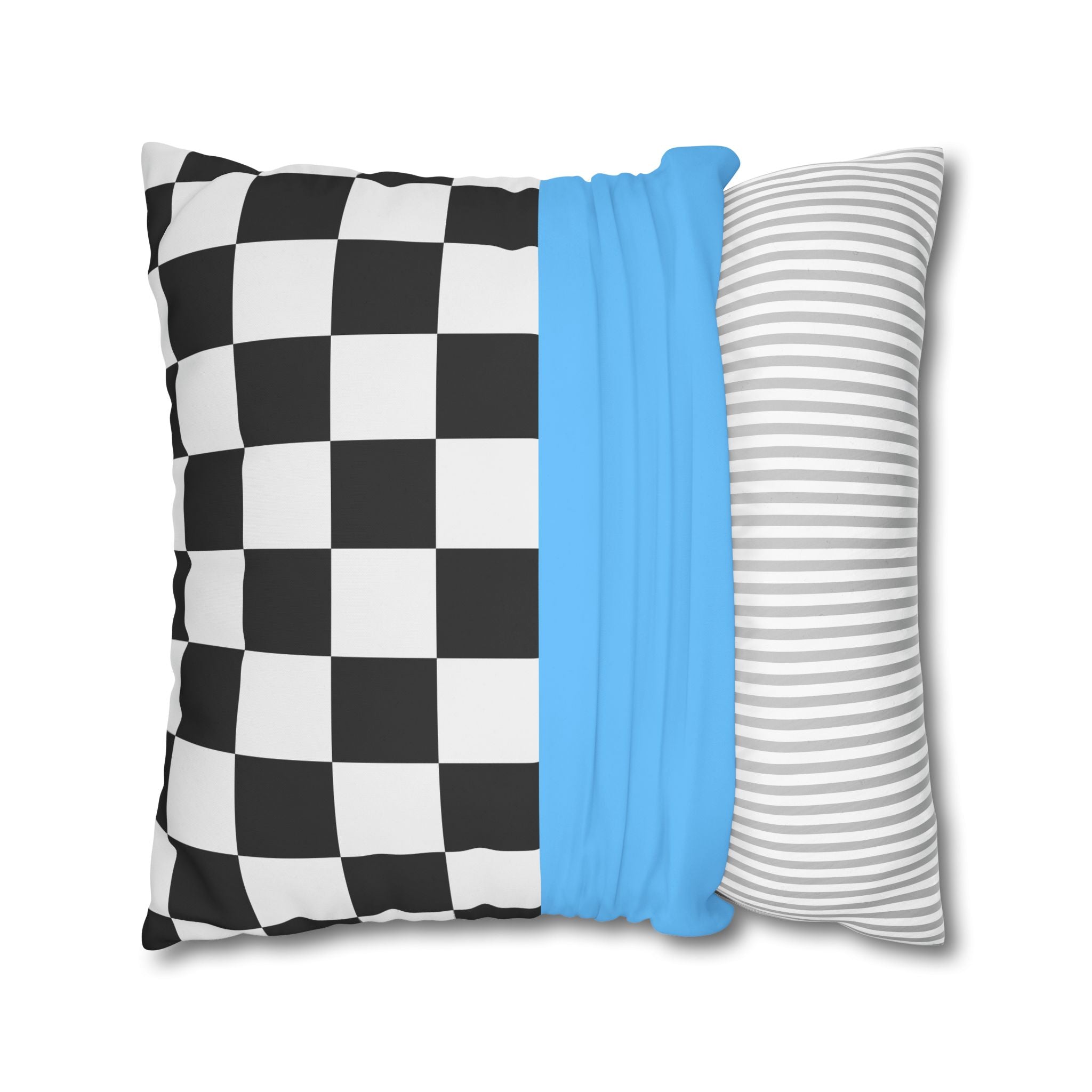 Checkered & Blue Pillowcase - Modern Design