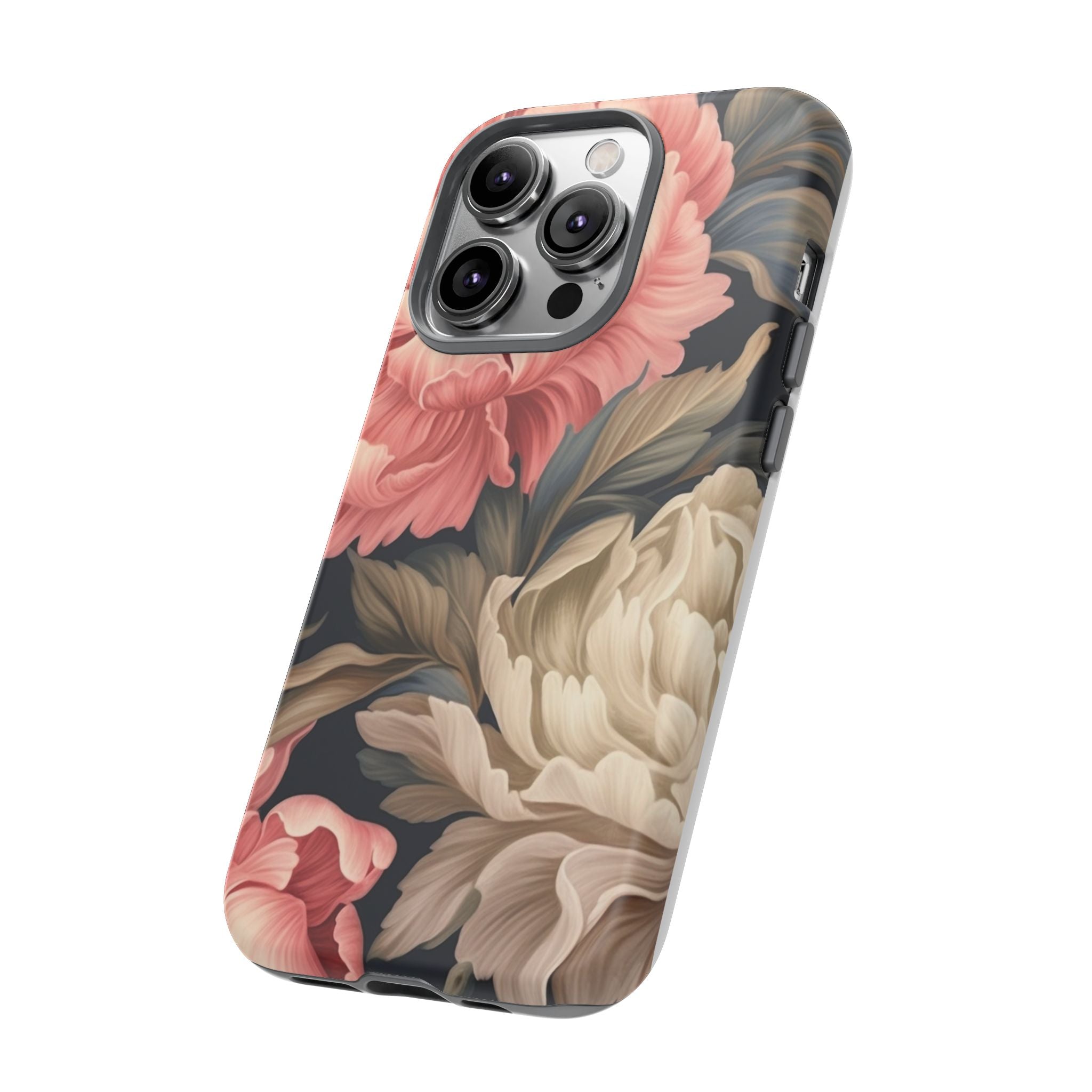 Blush Peony Floral iPhone Case - Hexagon Stone