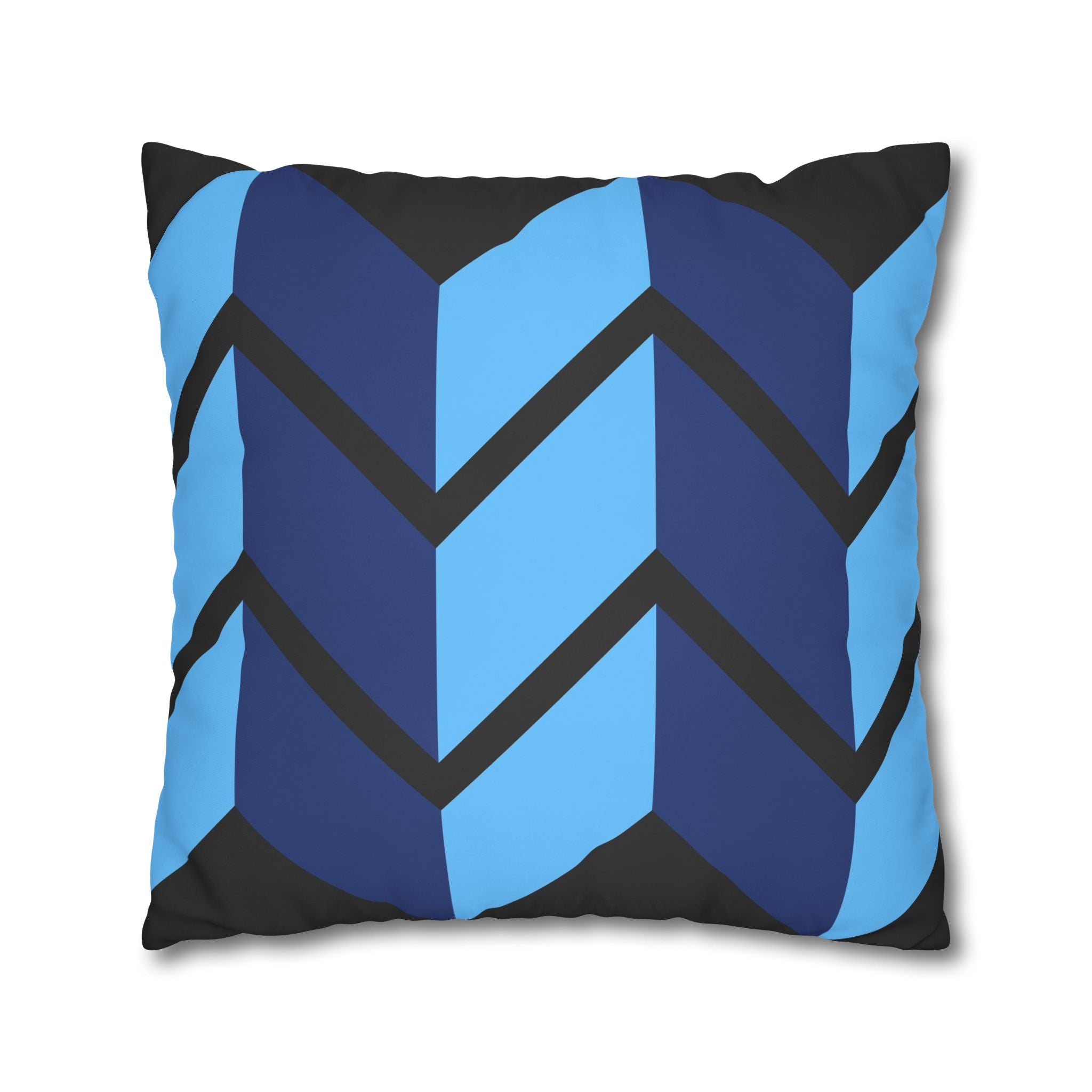 Geometric Chevron Pillowcase - Navy & Sky Blue