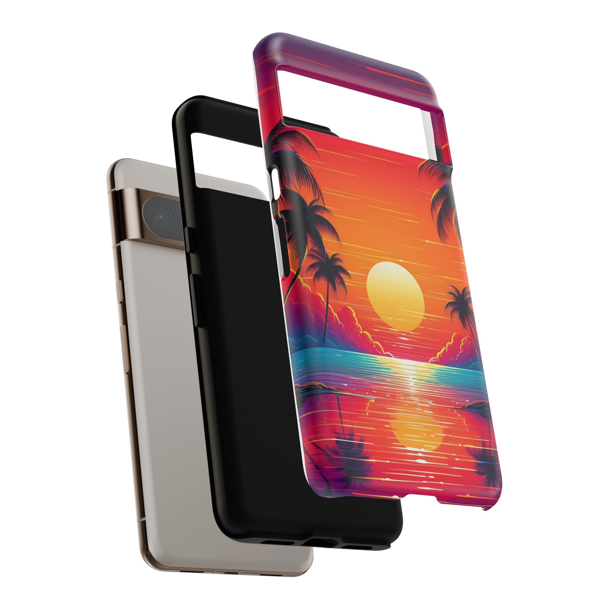 Sunset Palm Beach Google Pixel Case (All Models) - Retro Vaporwave