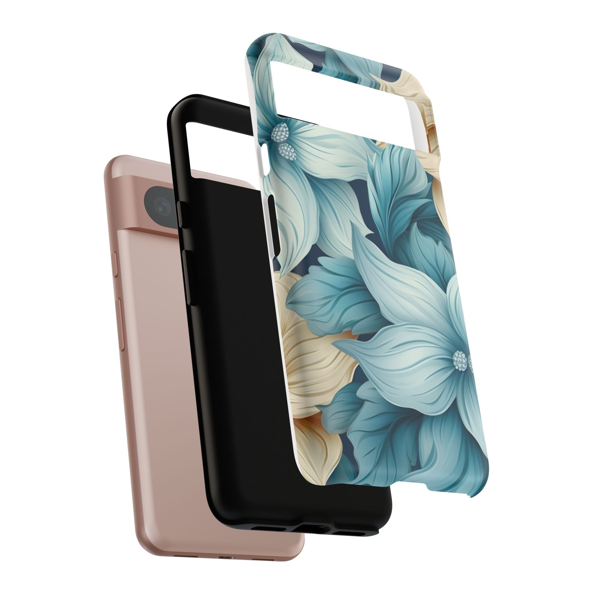 Teal Floral Google Pixel Case (All Models) - Elegant Design