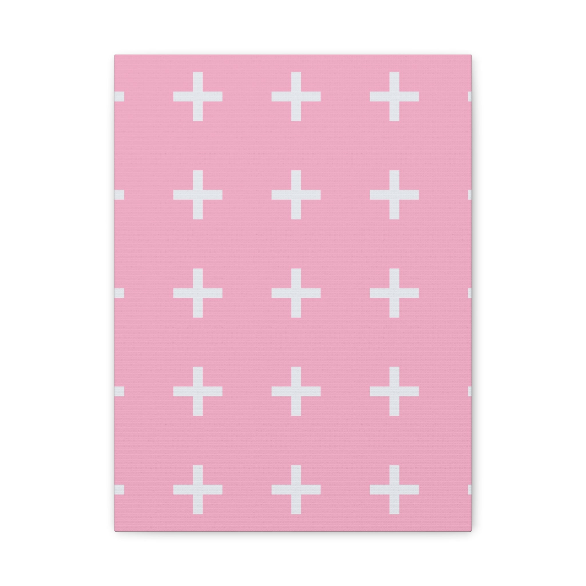 Pink Plus Sign Grid - Matte Canvas Art