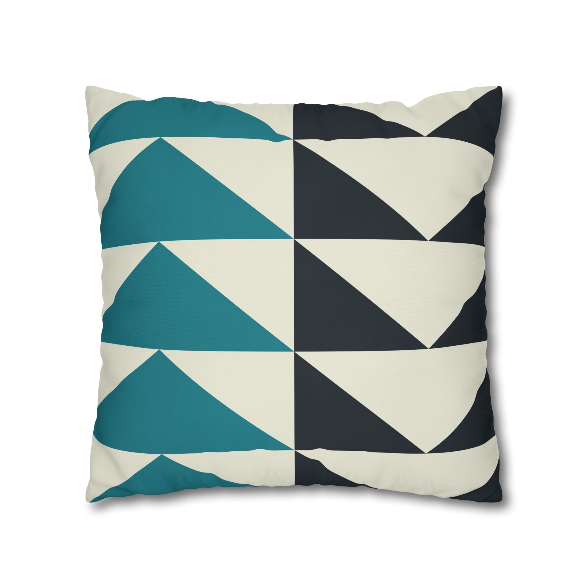 Geometric Teal & Charcoal Triangle Pillowcase