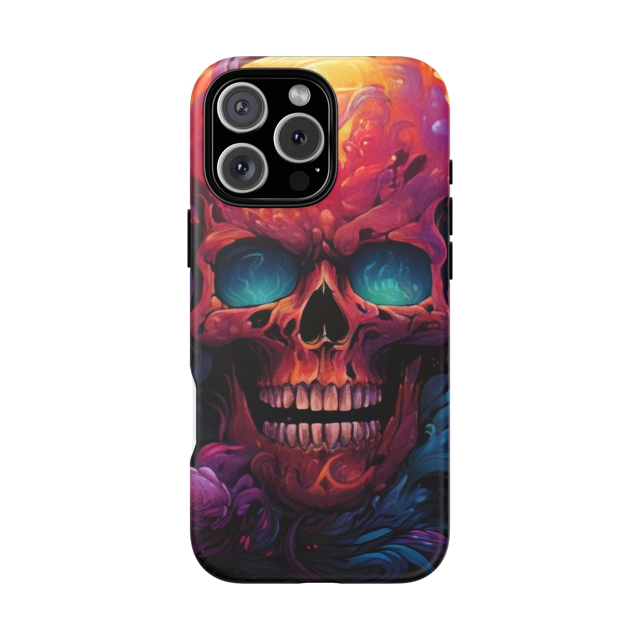 Fiery Skull Hexagon iPhone Case - Rugged Texture