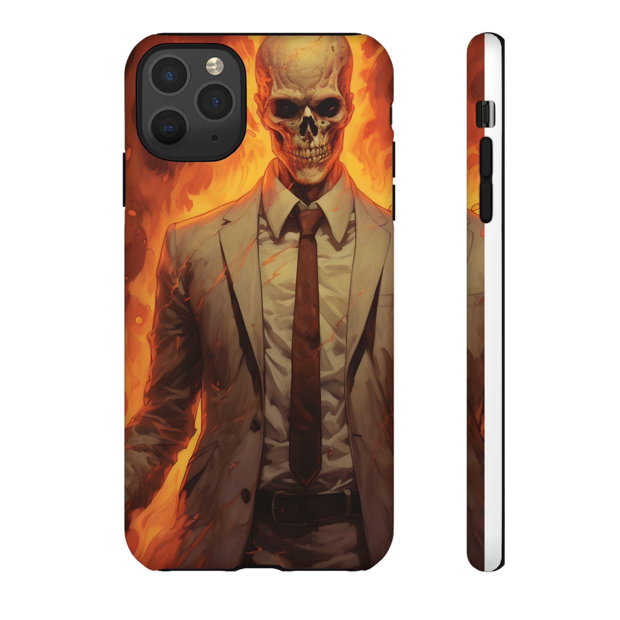 Fiery Skull Man Hexagon Stone iPhone Case