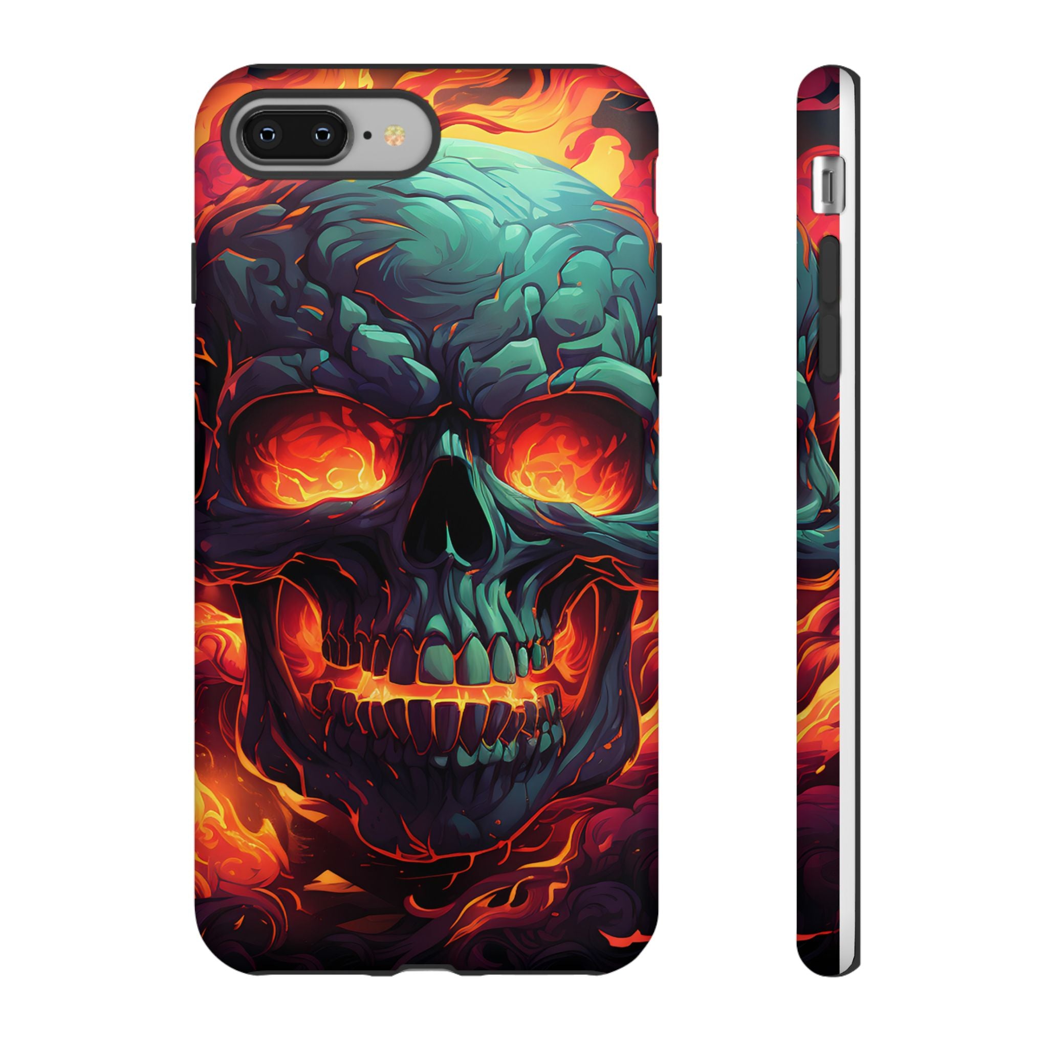 Fiery Skull Hexagon iPhone Case - Rugged