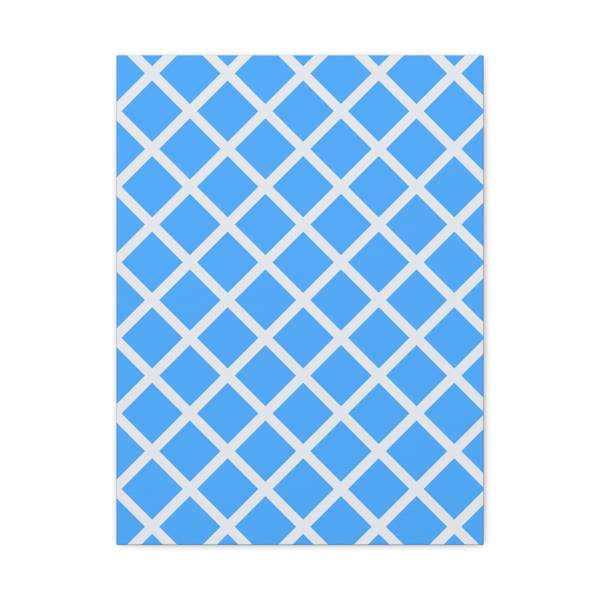 Sky Blue Diamond Grid Matte Canvas Art