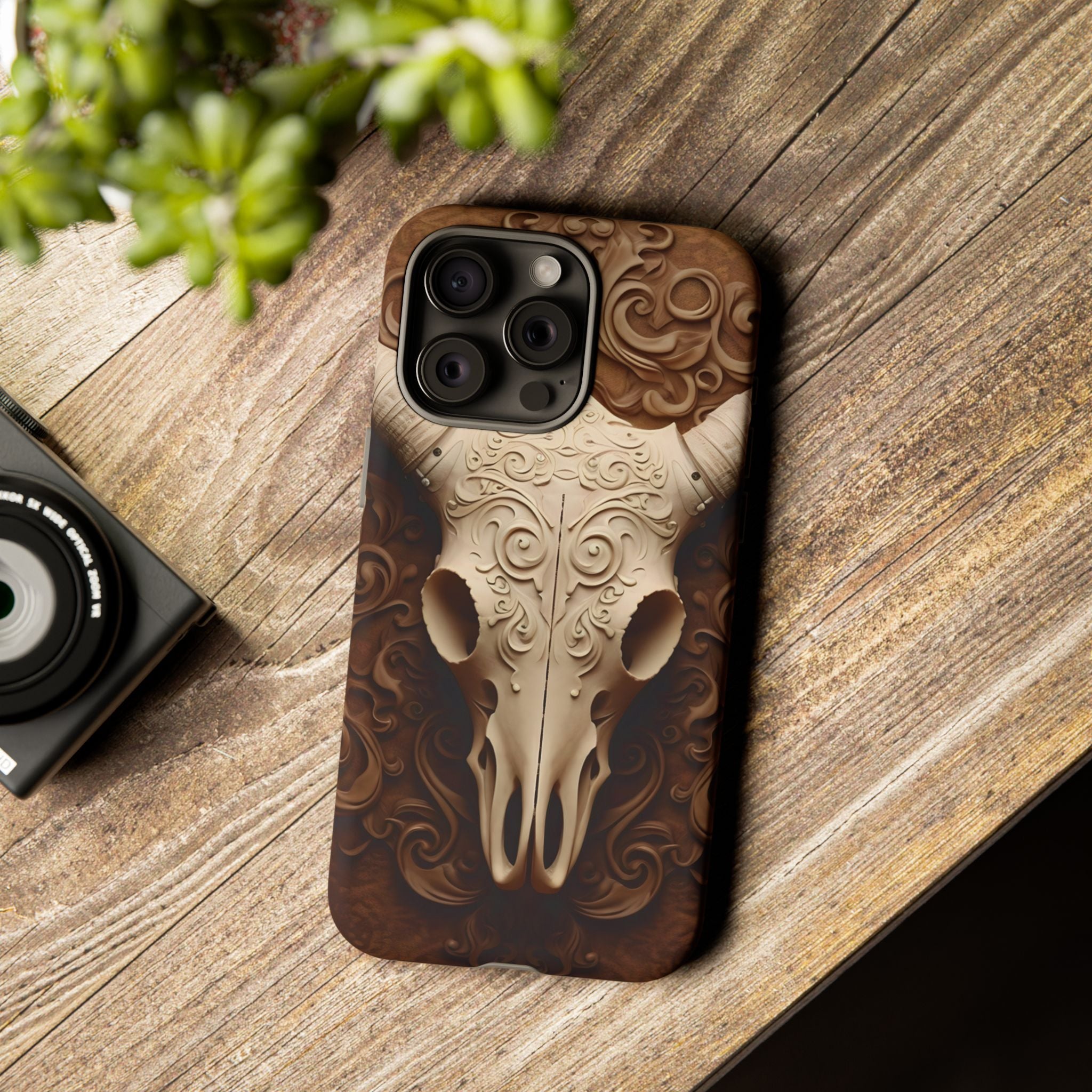 Baroque Ram Skull Hexagon Stone iPhone Case