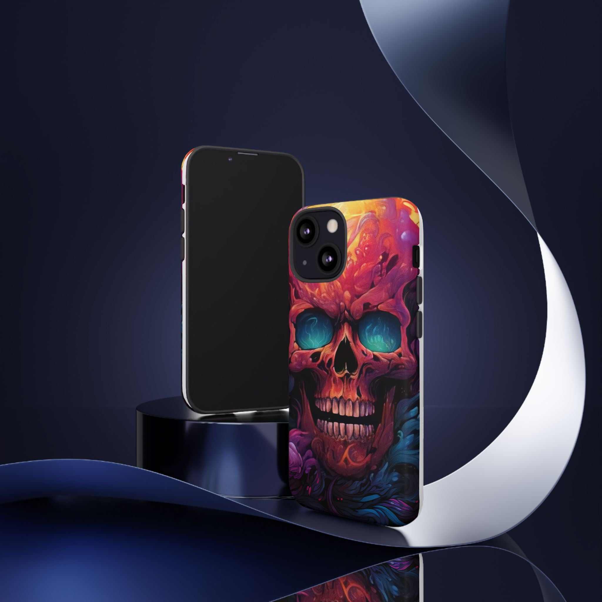 Fiery Skull Hexagon iPhone Case - Rugged Texture