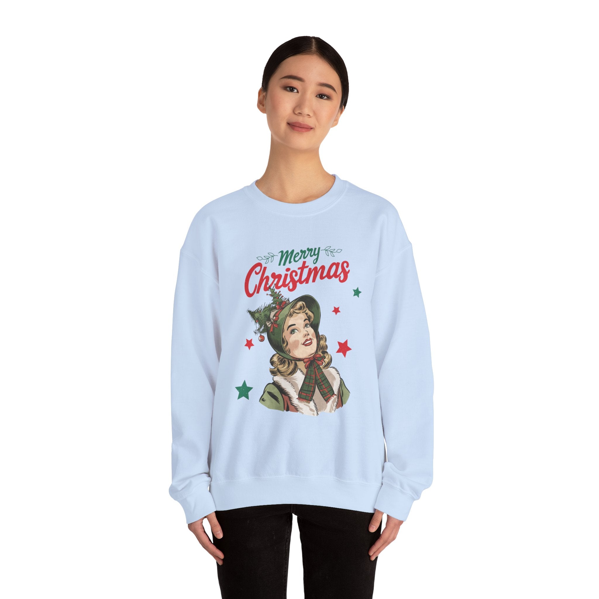 Vintage Christmas Lady Sweatshirt - Retro Holiday