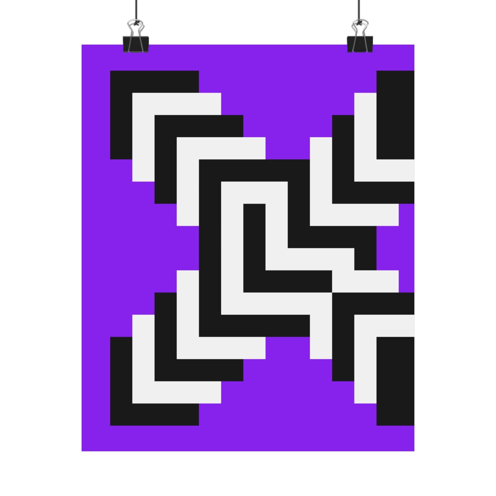 Geometric Pixel Art Purple Poster