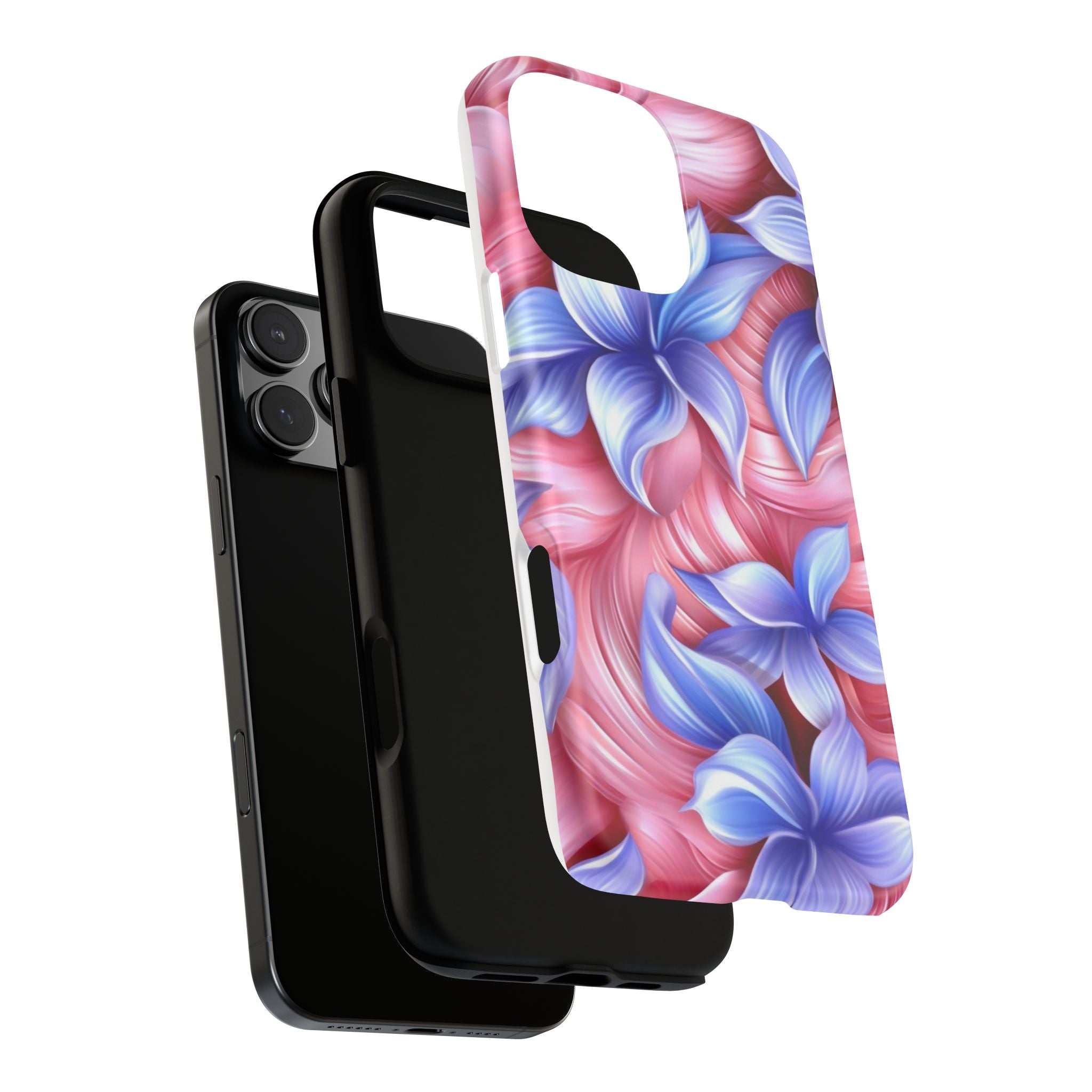 Dreamy Pink & Blue Floral iPhone Case - Hexagon Stone