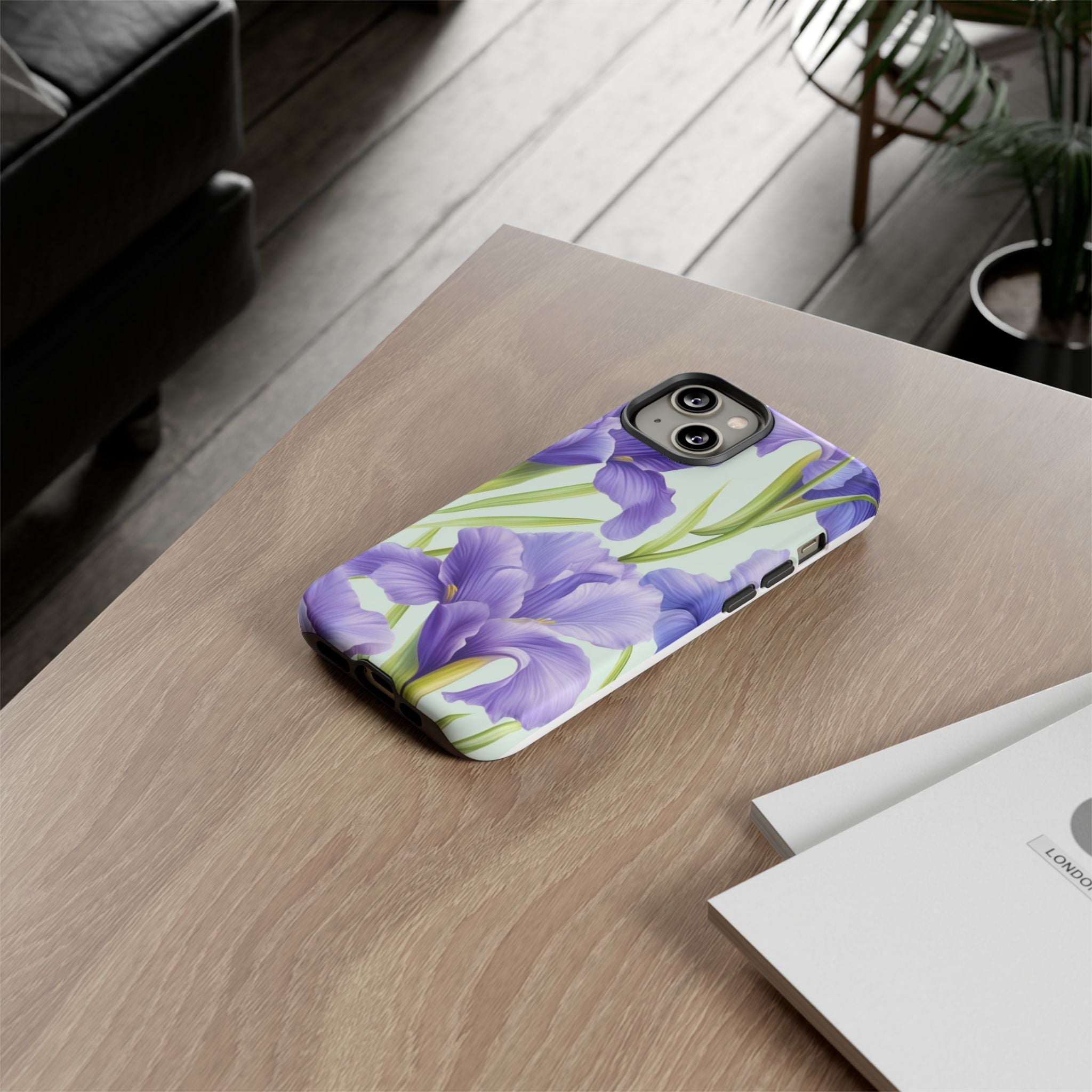 Purple Iris Floral iPhone Case - Hexagon Stone