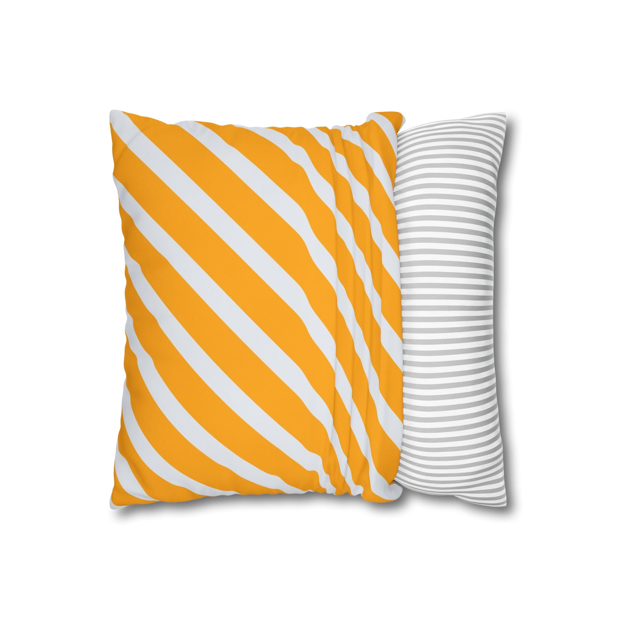 Neon Orange & Gray Diagonal Stripe Pillowcase