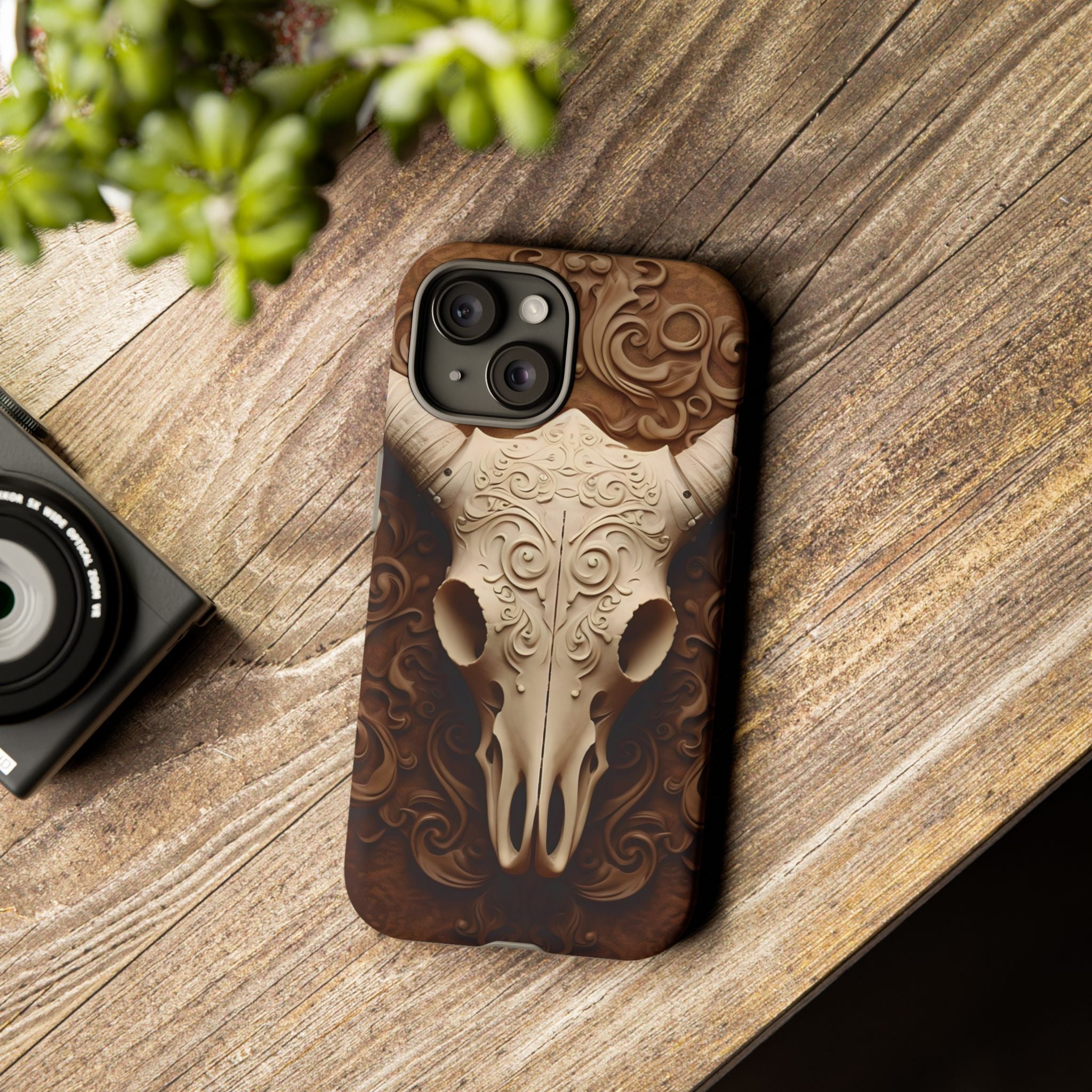 Baroque Ram Skull Hexagon Stone iPhone Case