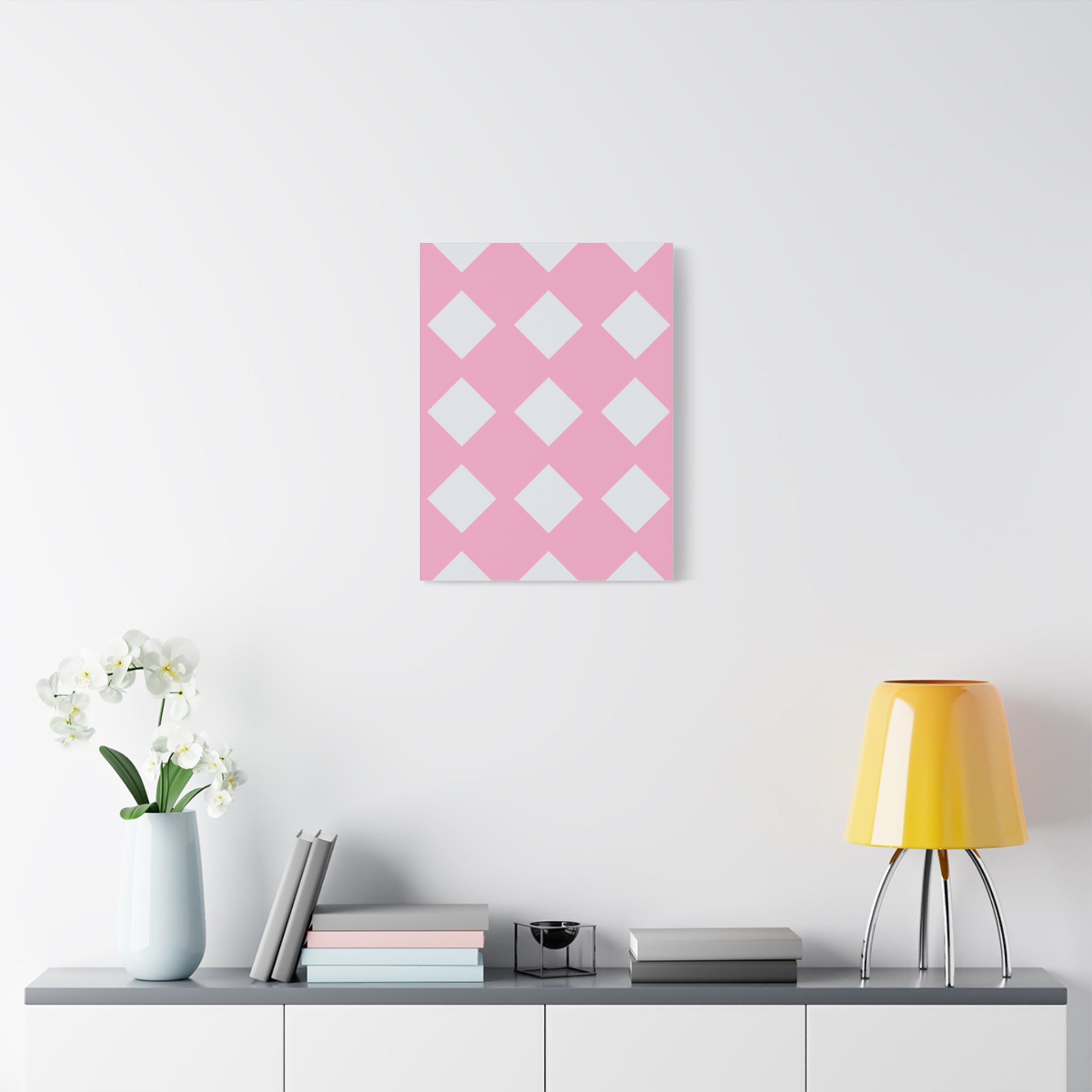 Pink & Grey Diamond Canvas Art Print