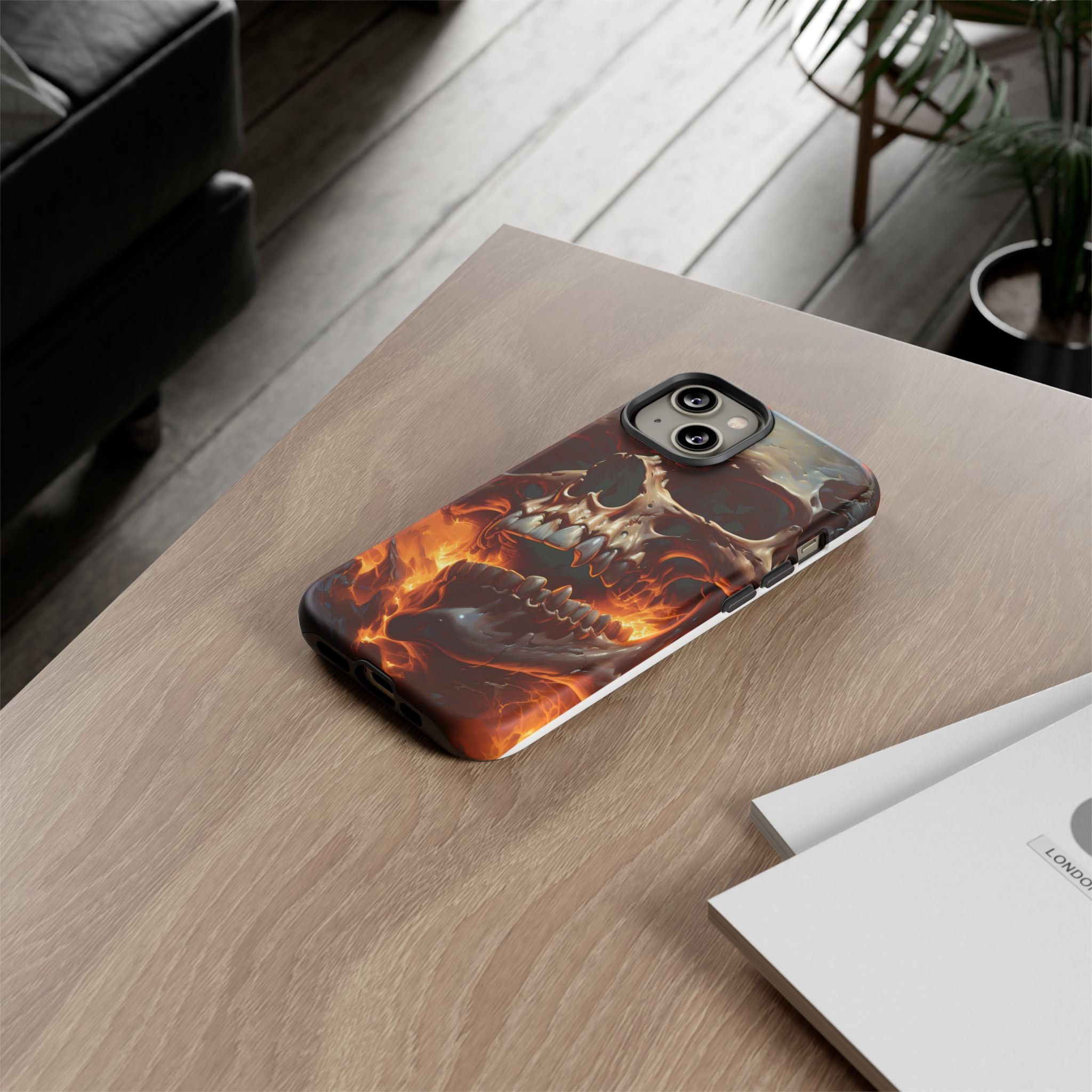 Fiery Skull Hexagon iPhone Case - Rugged