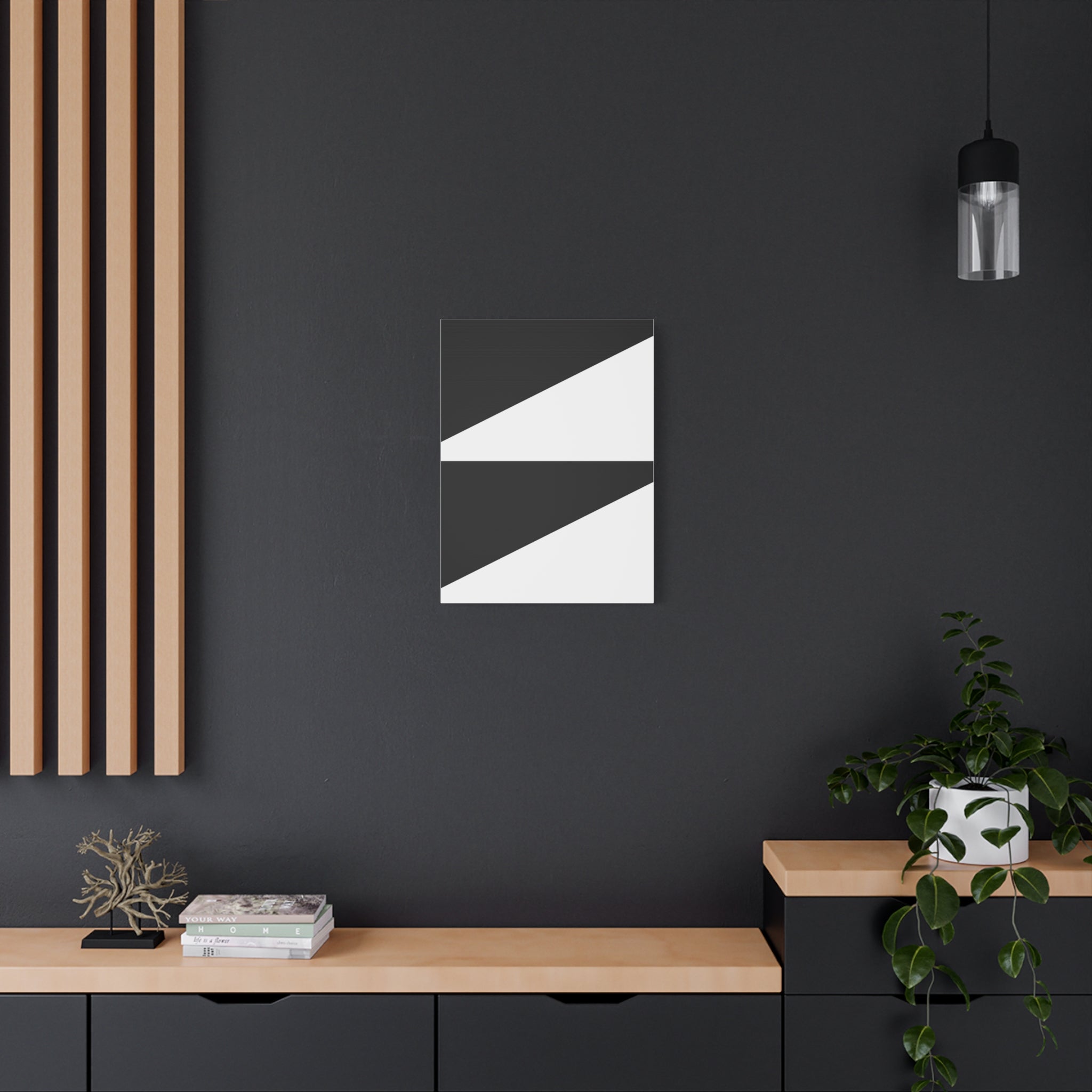 Geometric Black Triangles Canvas Art