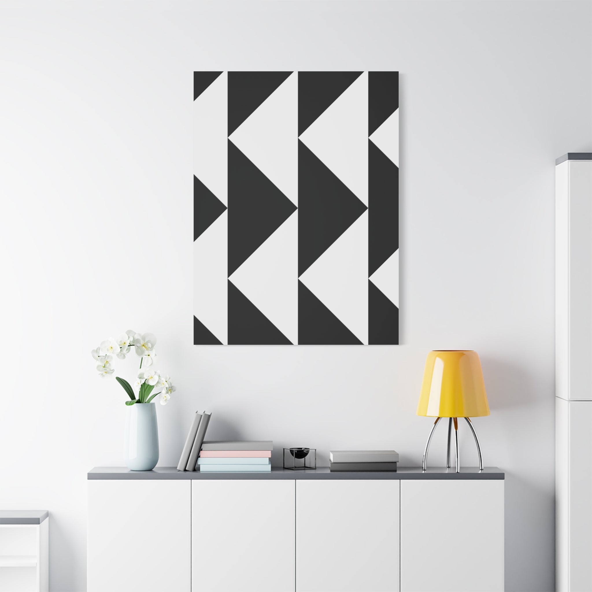 Black & White Triangle Geometric Canvas Art