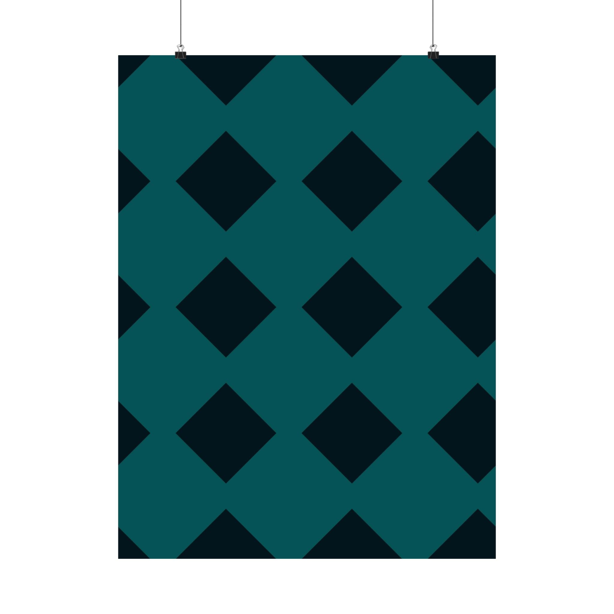 Teal Geometric Diamond Pattern Poster