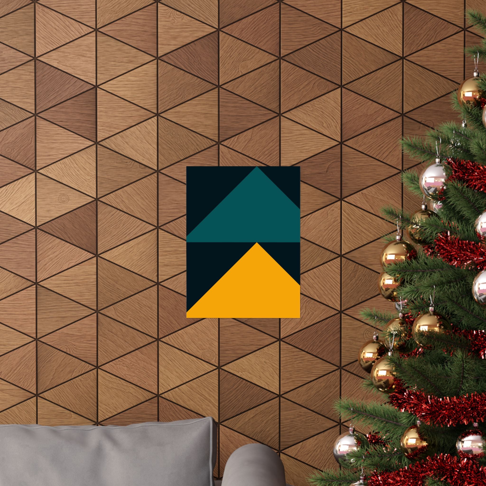 Teal & Gold Geometric Abstract Poster