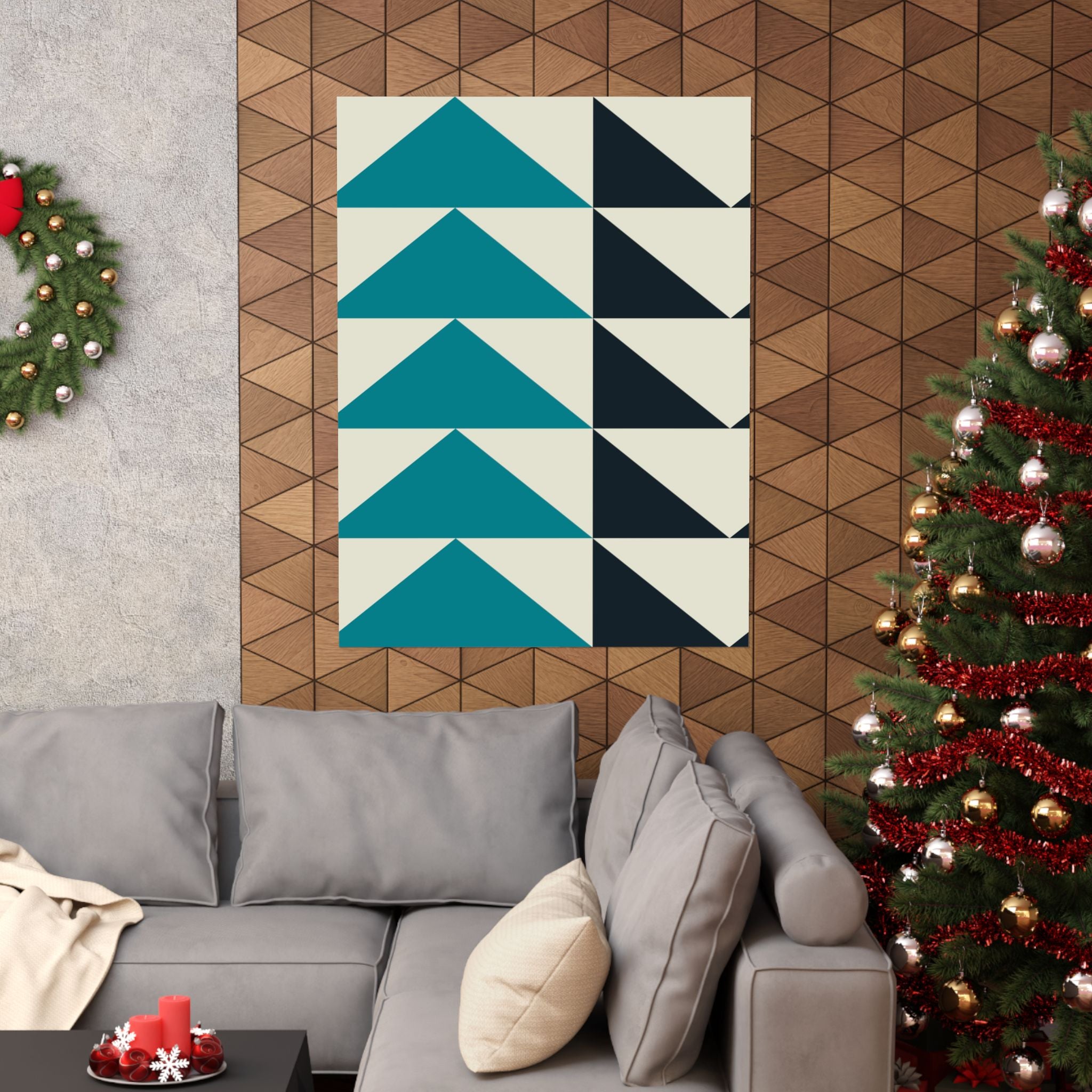 Geometric Teal & Black Triangle Poster