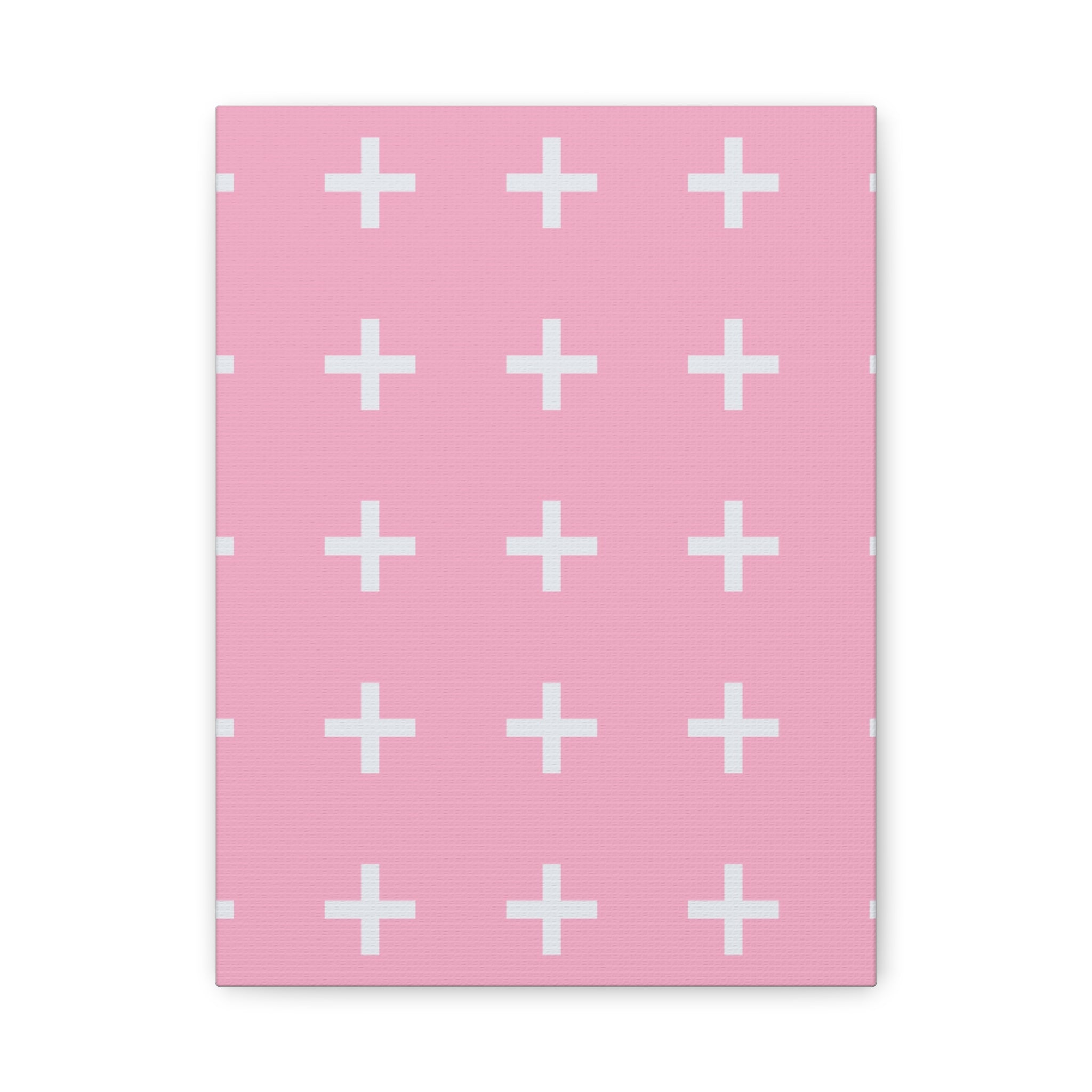 Pink Plus Sign Grid - Matte Canvas Art