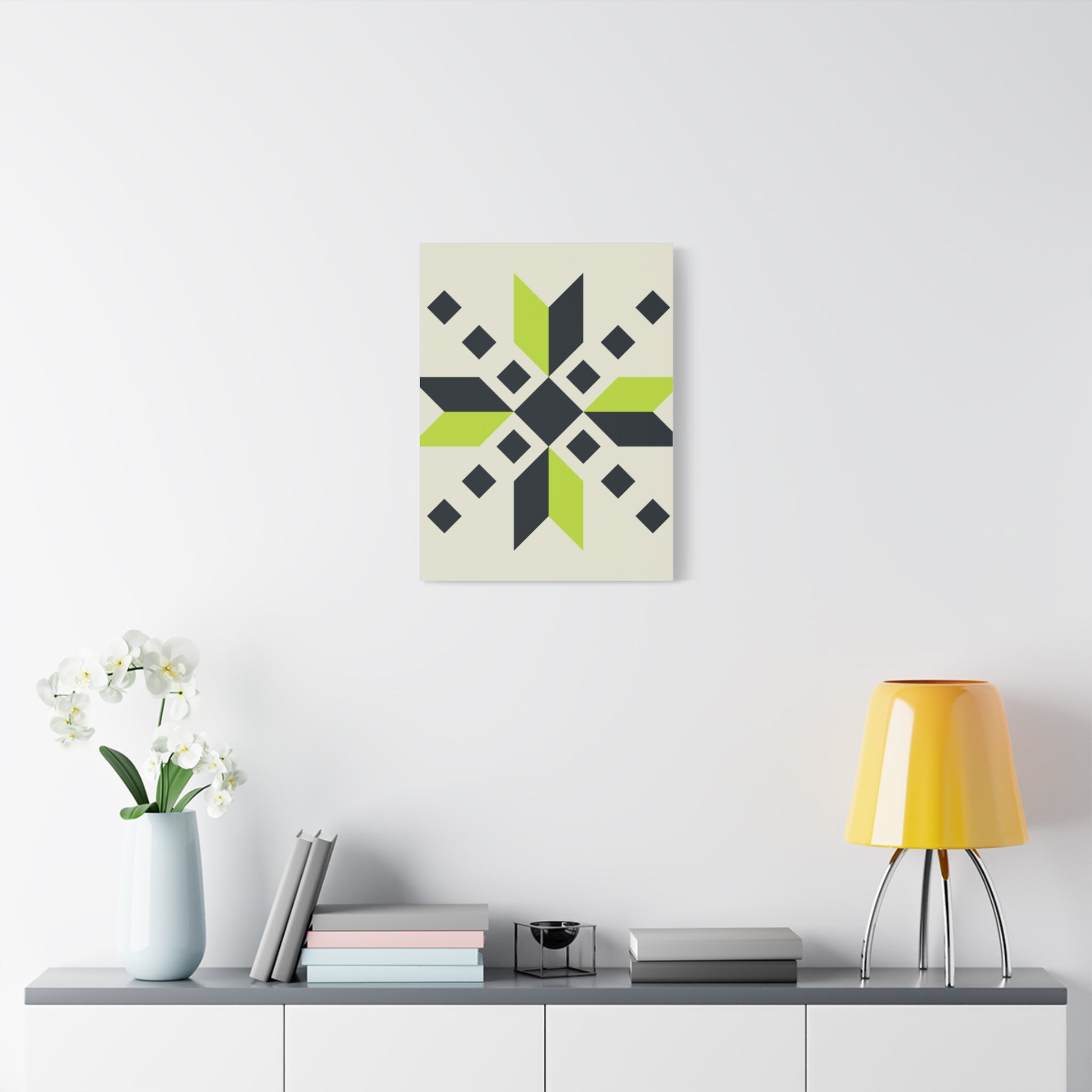 Geometric Green Starburst Canvas Art