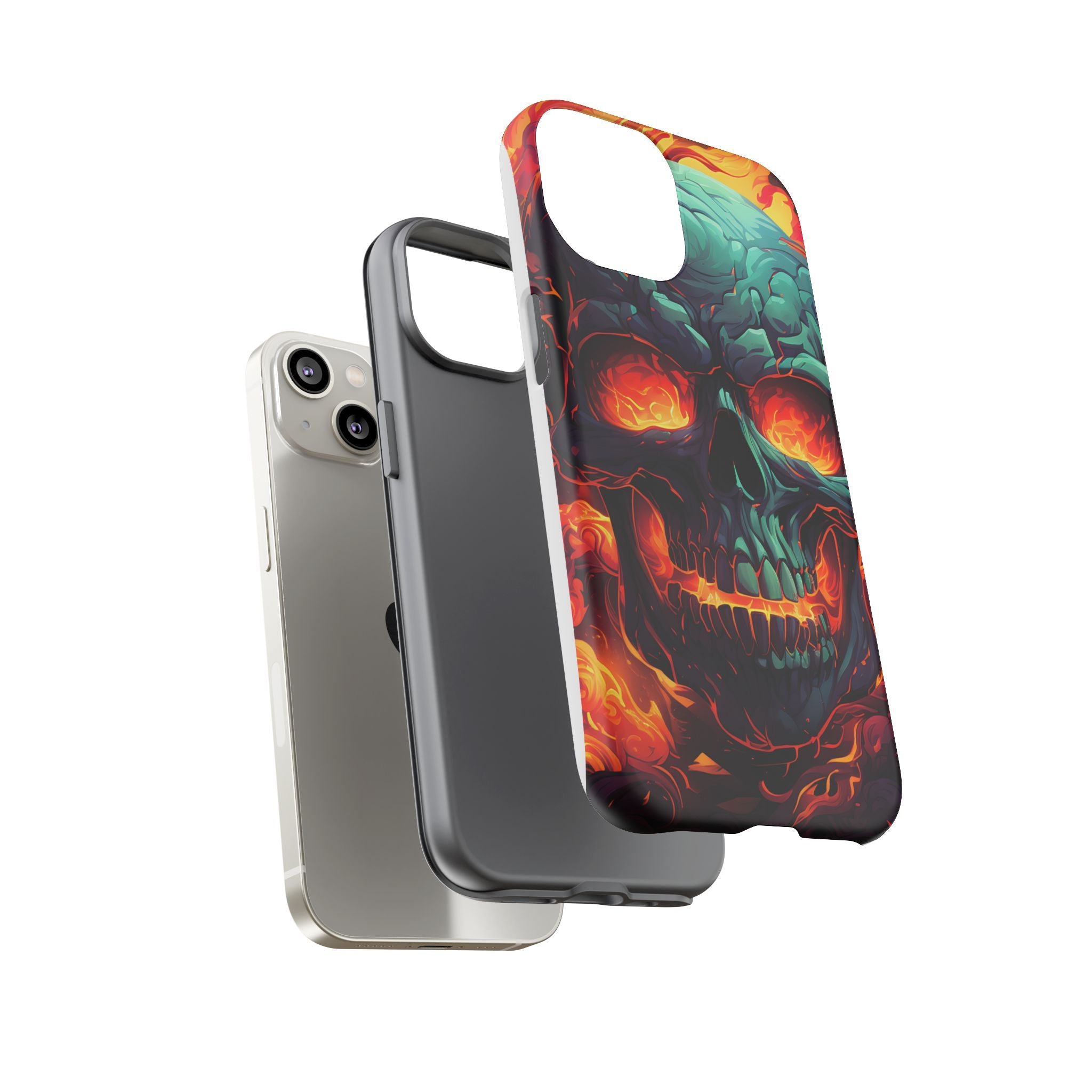 Fiery Skull Hexagon iPhone Case - Rugged