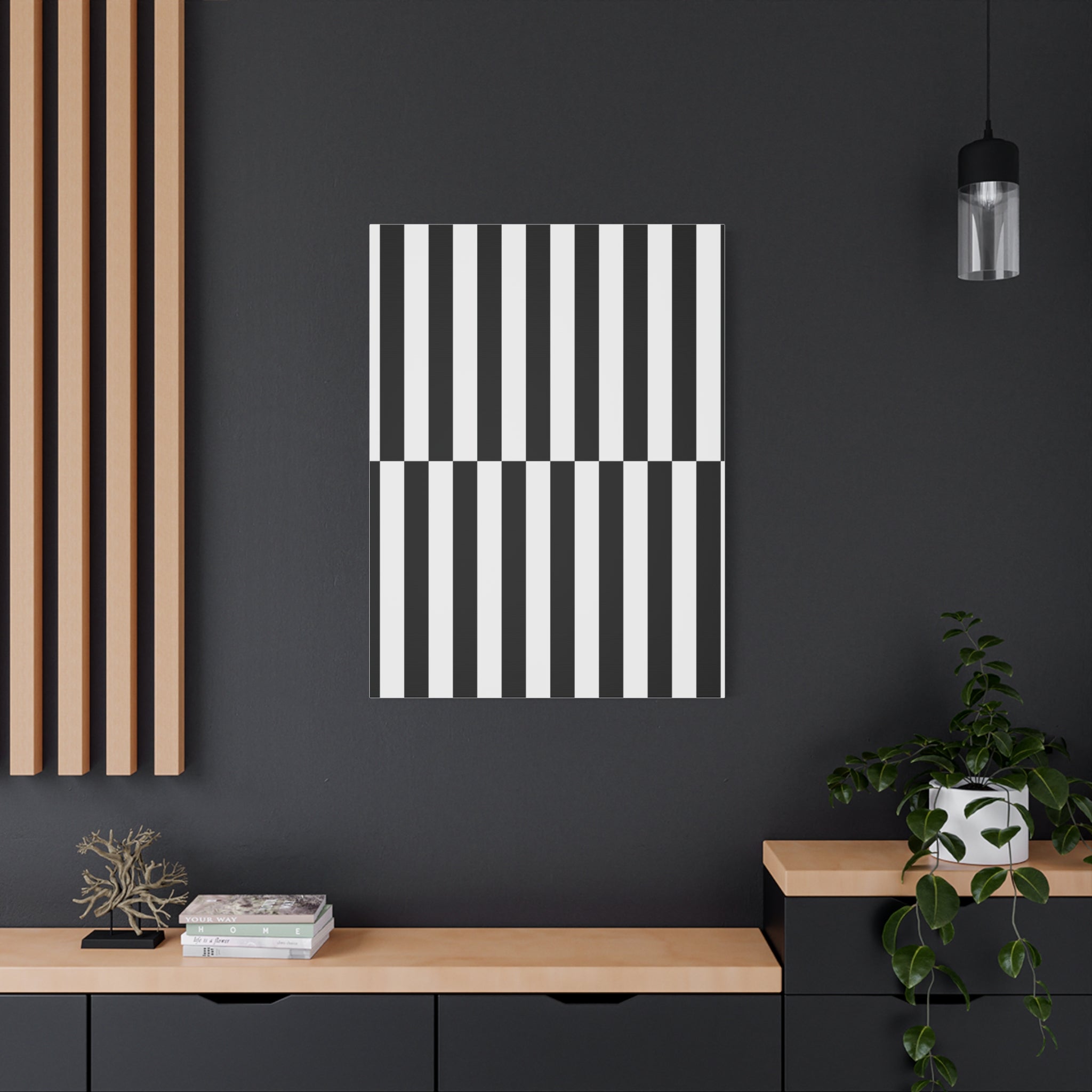 Op Art Shift: Black & White Stripe Canvas