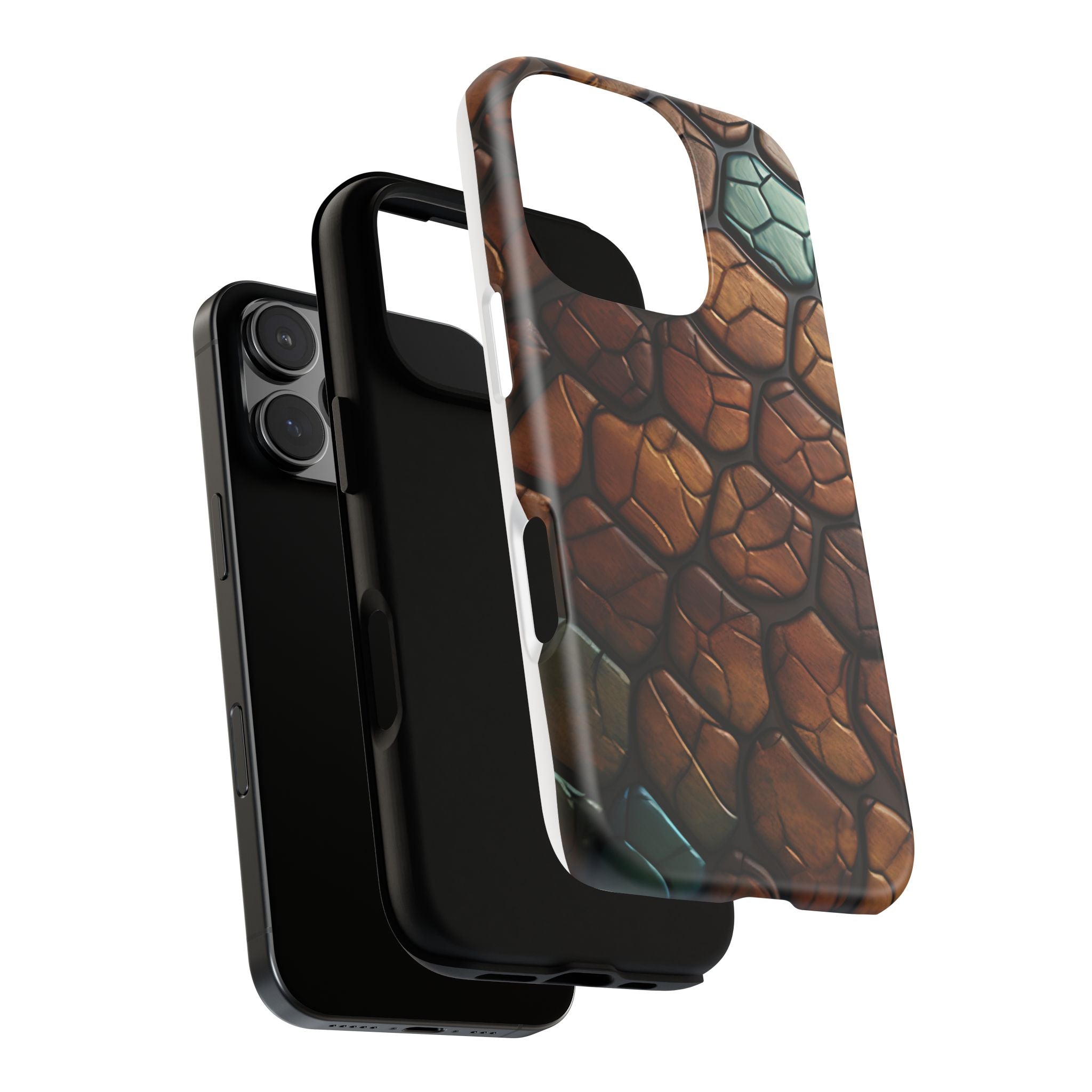 Mosaic Reptile iPhone Case - Teal & Brown