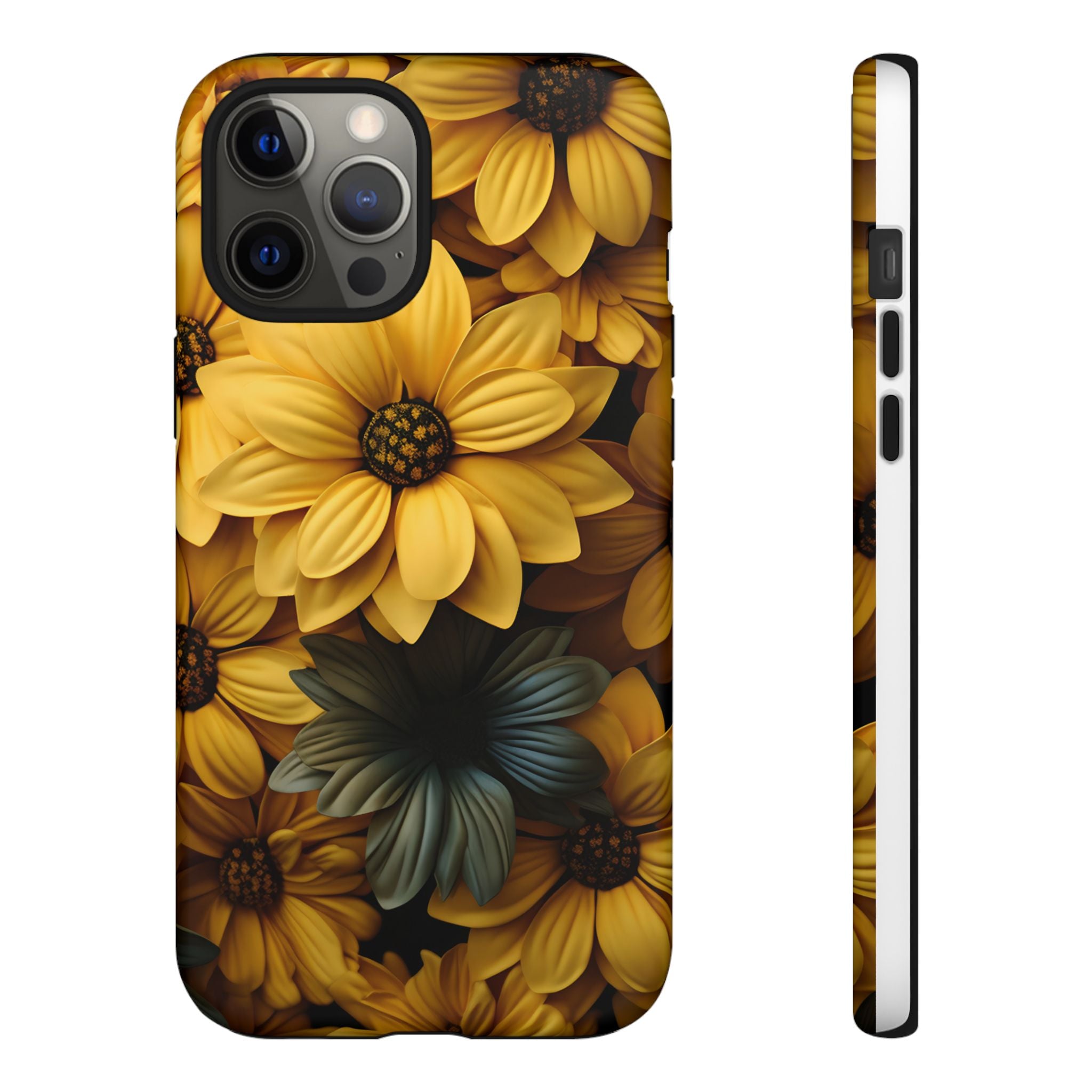 Golden Bloom Hexagon iPhone Case - Rugged Texture