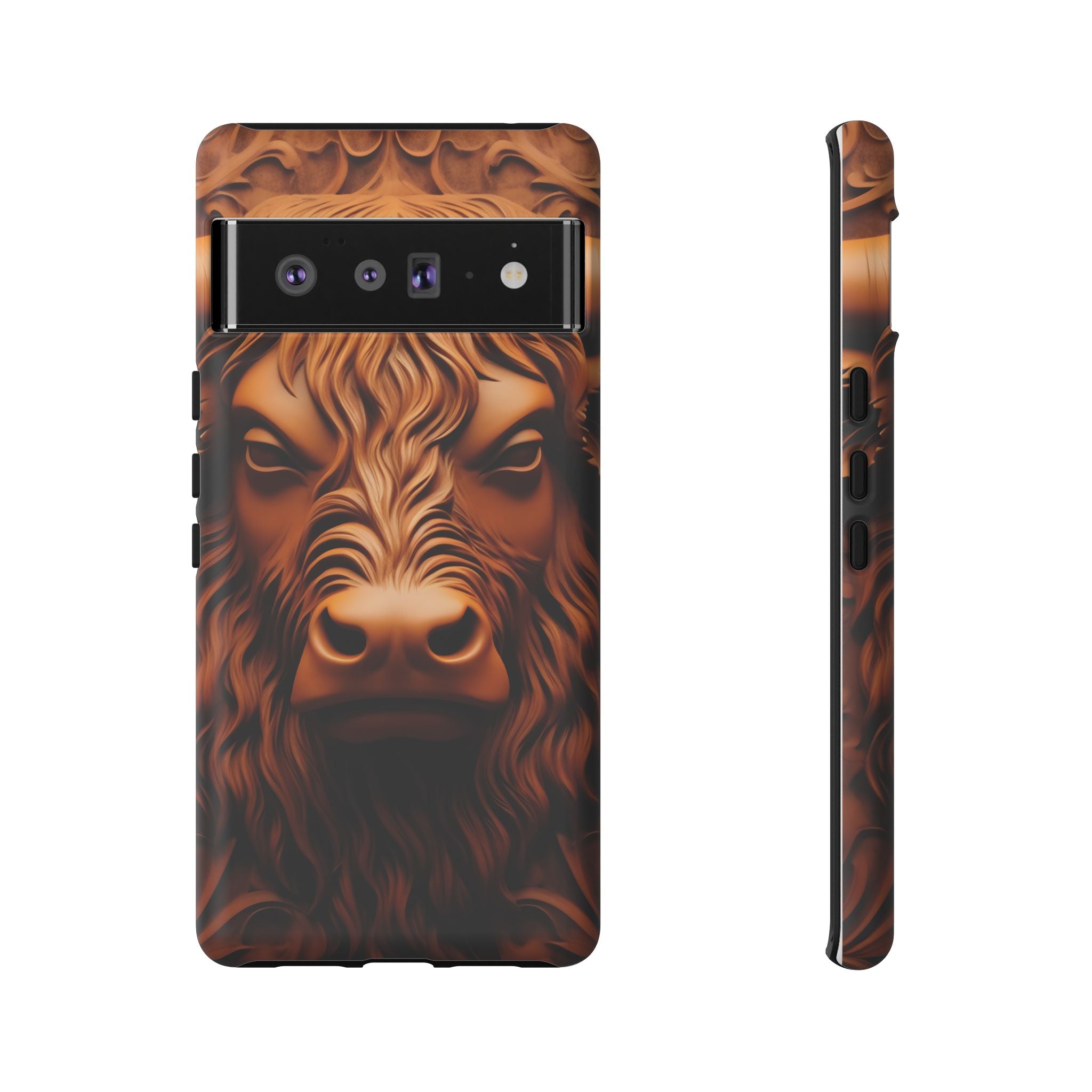 Intricate Bull Wood Carving Google Pixel Case (All Models)