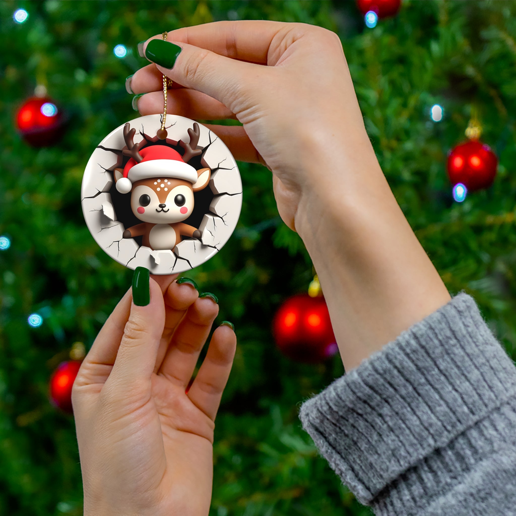 Santa's Reindeer Breakout Ornament