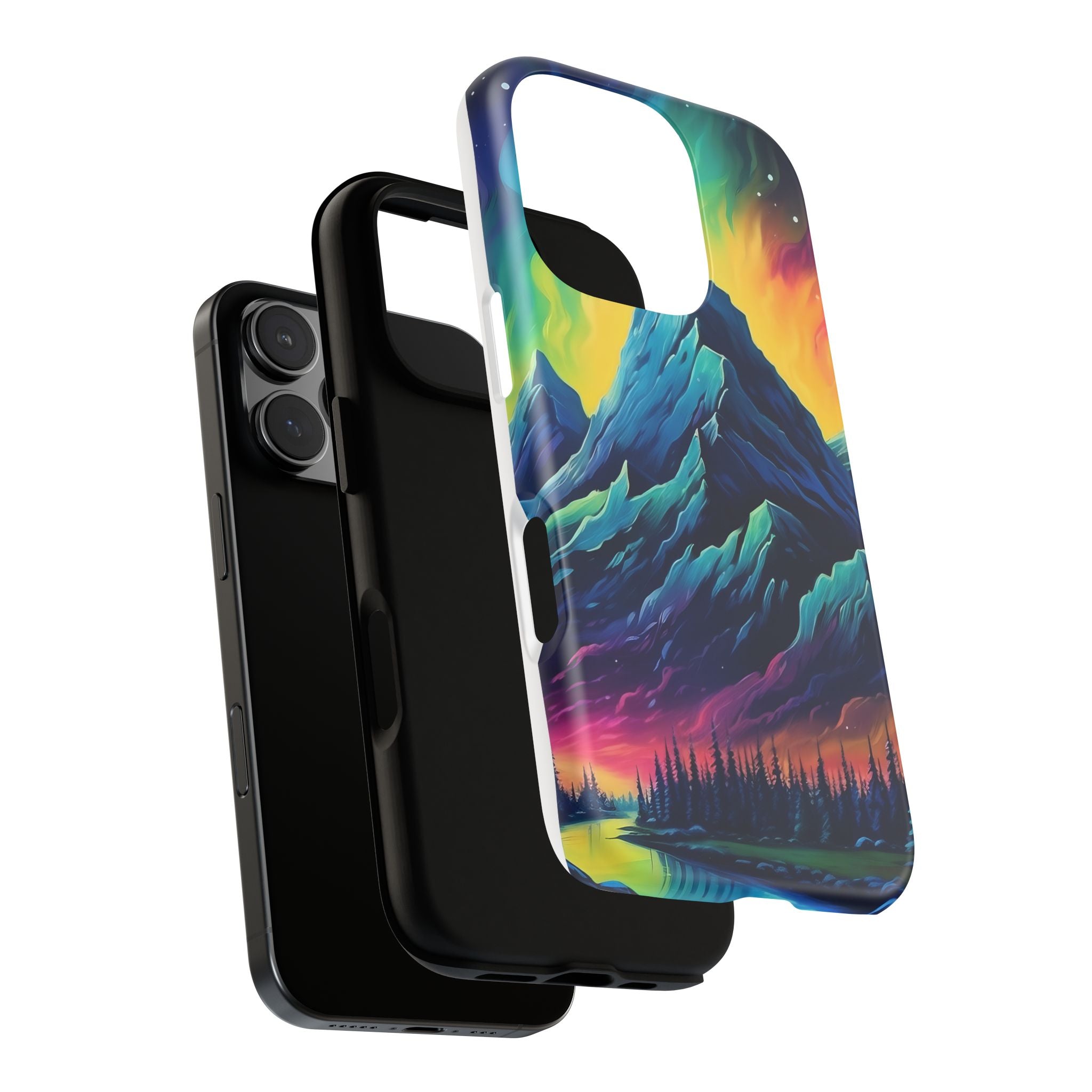 Aurora Mountain Hexagon iPhone Case