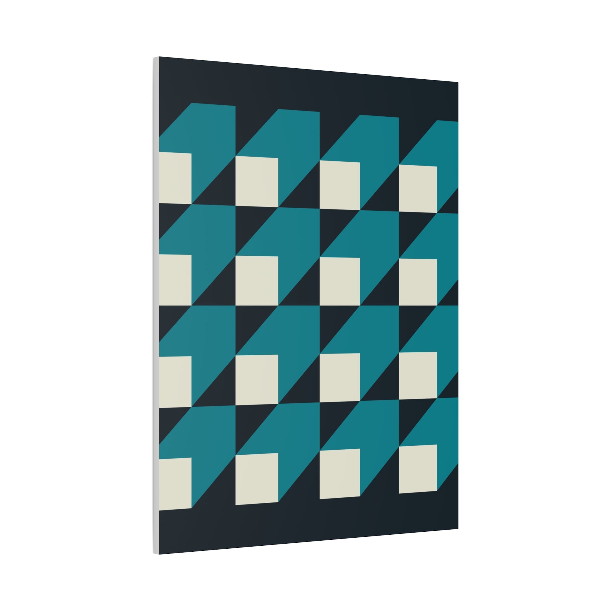 Geometric Teal Abstract Canvas Art