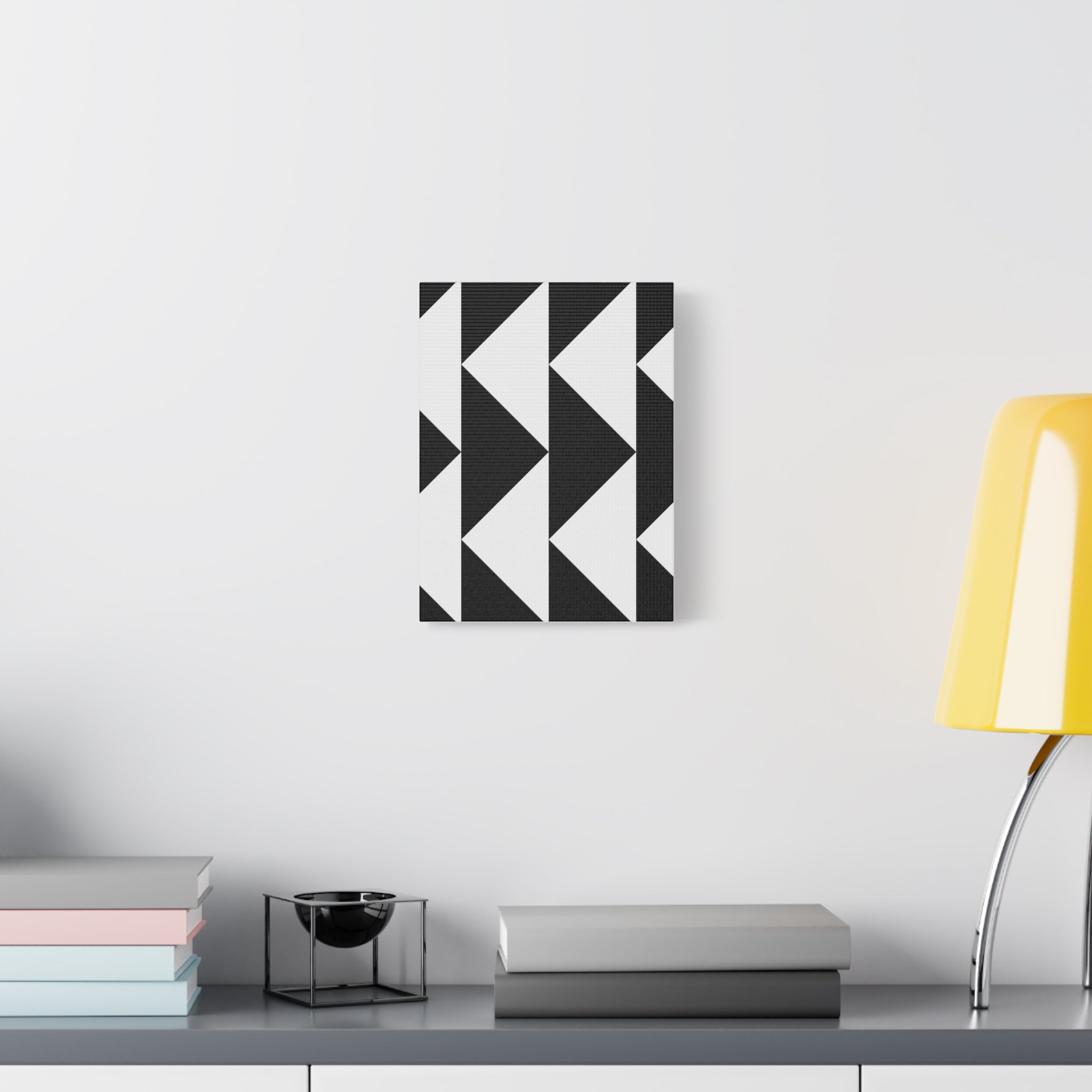 Black & White Triangle Geometric Canvas Art